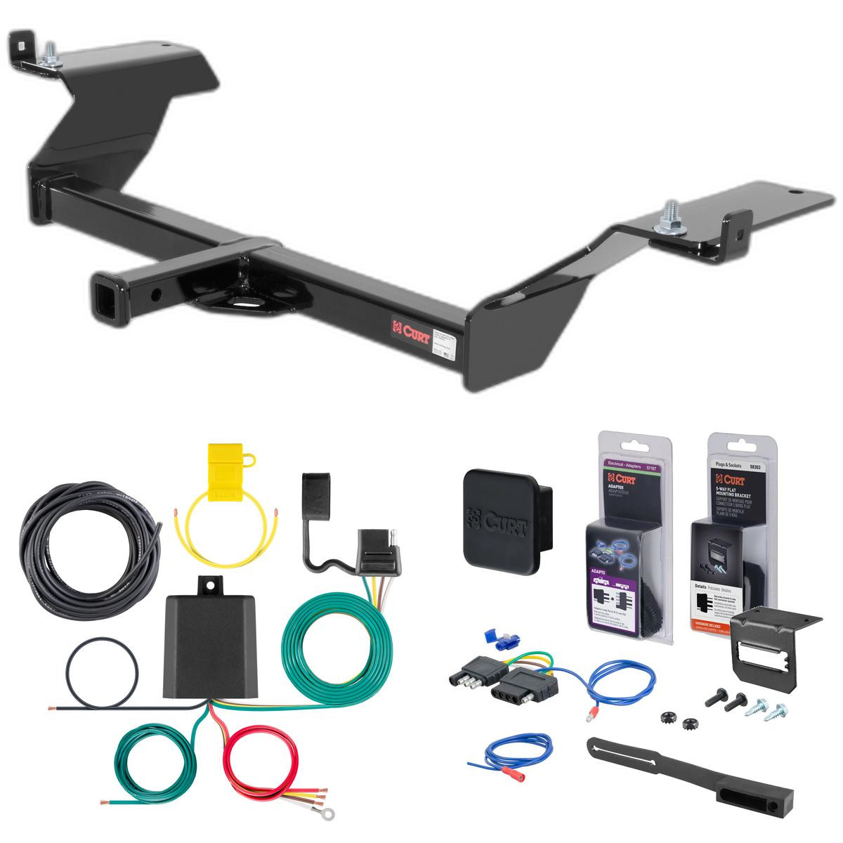 01 - 03 Oldsmobile Aurora Curt 1-1/4" Class 2 Trailer Tow Hitch + 5-Flat Wiring Kit Tow Boat/Utility Trailer with Surge Brakes 12044