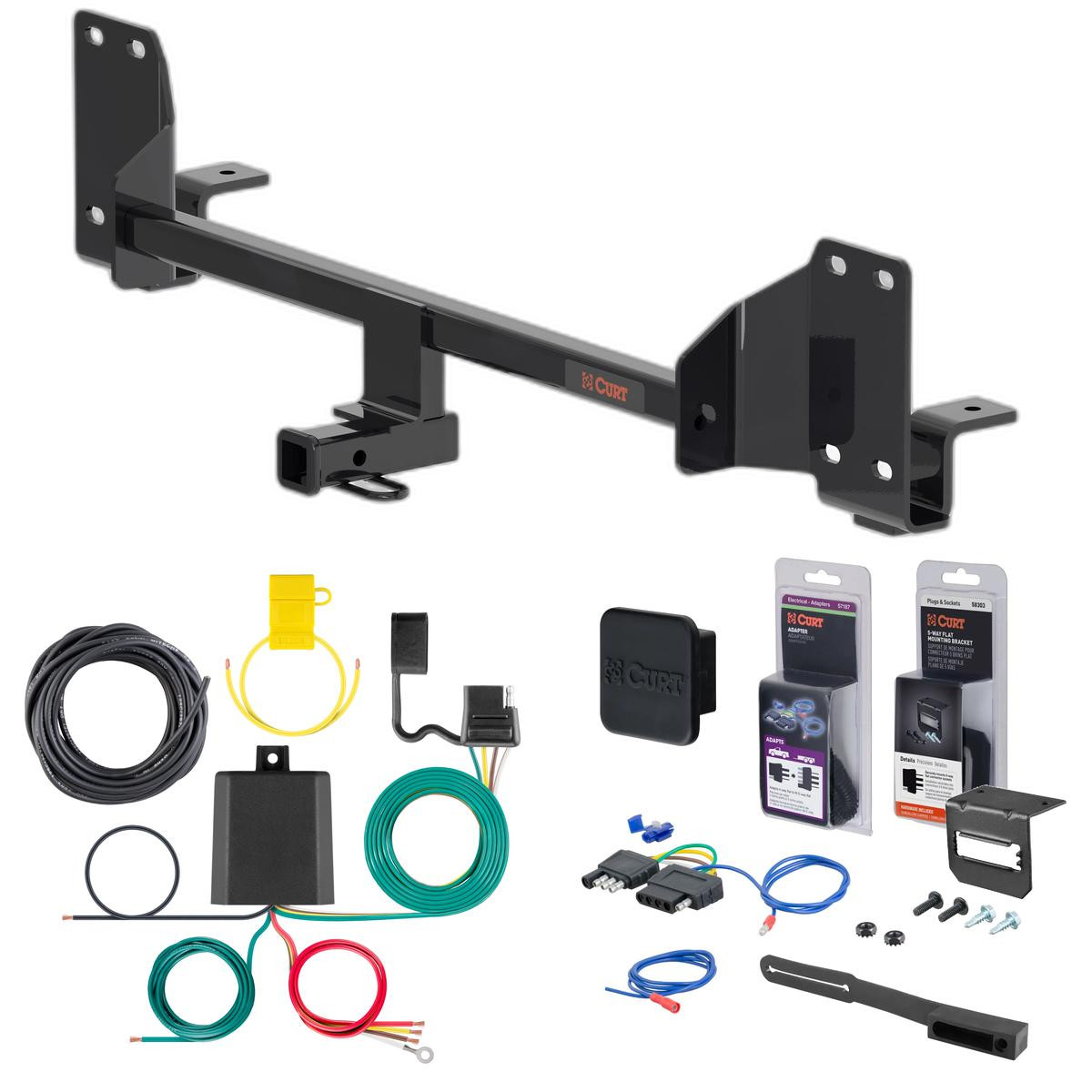 23 - 24 Honda Accord Sedan Curt 1-1/4" Class 1 Trailer Tow Hitch + 5-Flat Wiring Kit Tow Boat/Utility Trailer with Surge Brakes 11665