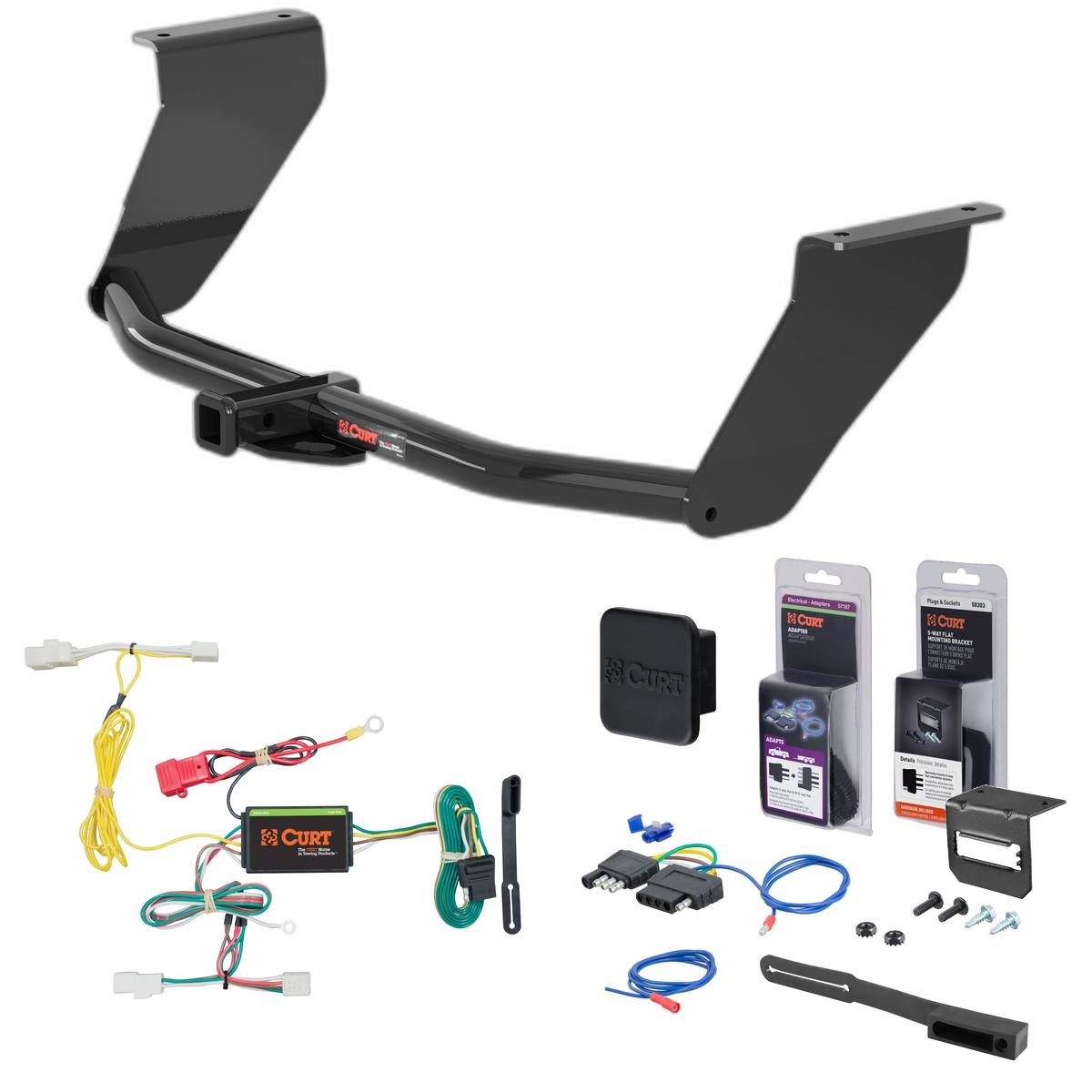 2017 Gensis G80 Curt 1-1/4" Class 2 Trailer Tow Hitch + 5-Flat Wiring Kit Tow Boat/Utility Trailer with Surge Brakes 12165