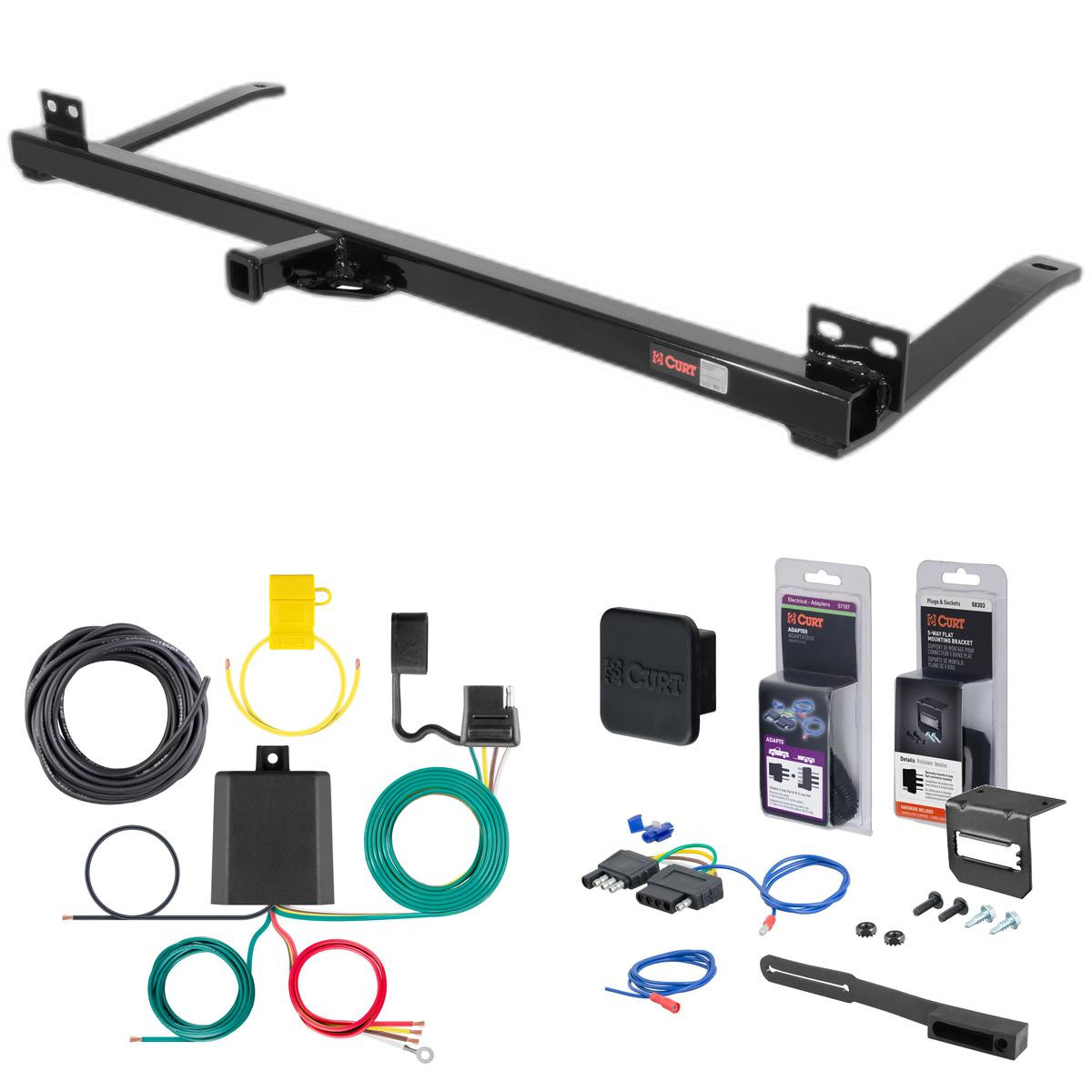 80 - 83 Oldsmobile Cutlass Ciera Cruiser  Curt 1-1/4" Class 2 Trailer Tow Hitch + 5-Flat Wiring Kit Tow Boat/Utility Trailer with Surge Brakes 12005