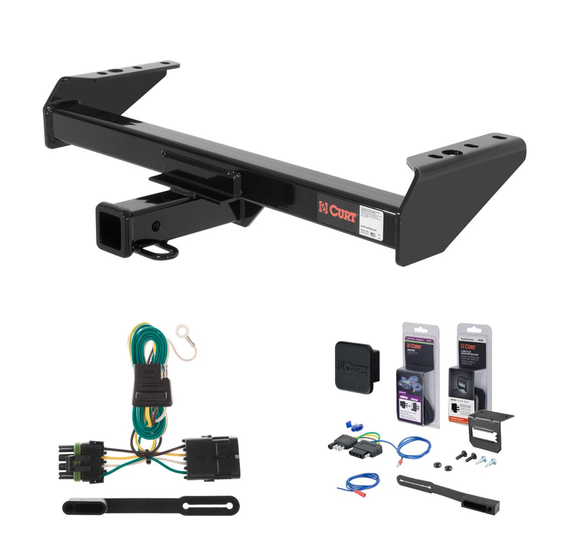 1988 - 1991 Chevrolet C3500 4-door crew cab Curt 2" Class 4 Trailer Tow Hitch + 5-Flat Wiring Kit Tow Boat/Utility Trailer with Surge Brakes 14082