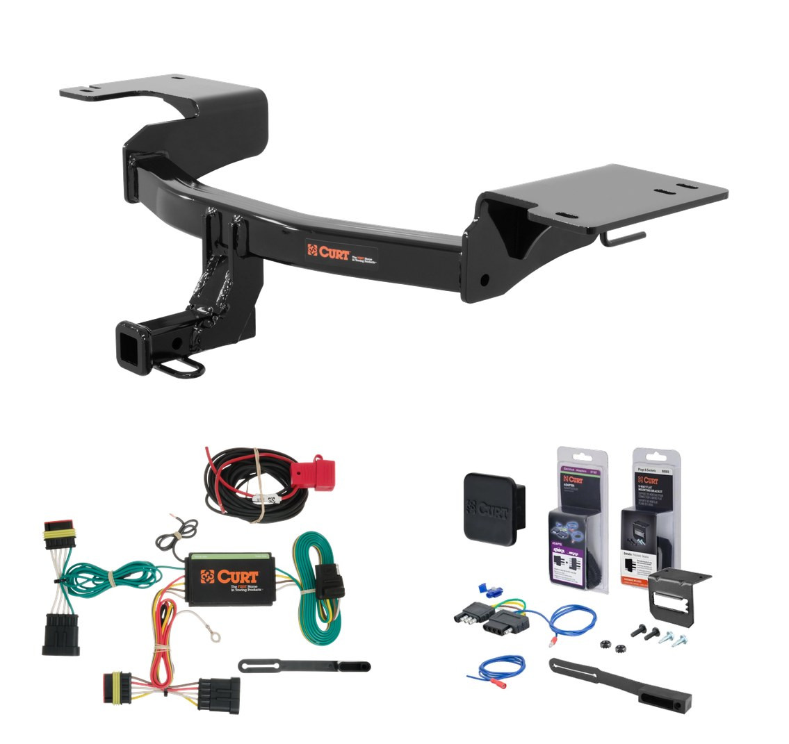 2012 - 2019 Fiat 500 Abarth Curt 1-1/4" Class 1 Trailer Tow Hitch + 5-Flat Wiring Kit Tow Boat/Utility Trailer with Surge Brakes 11347