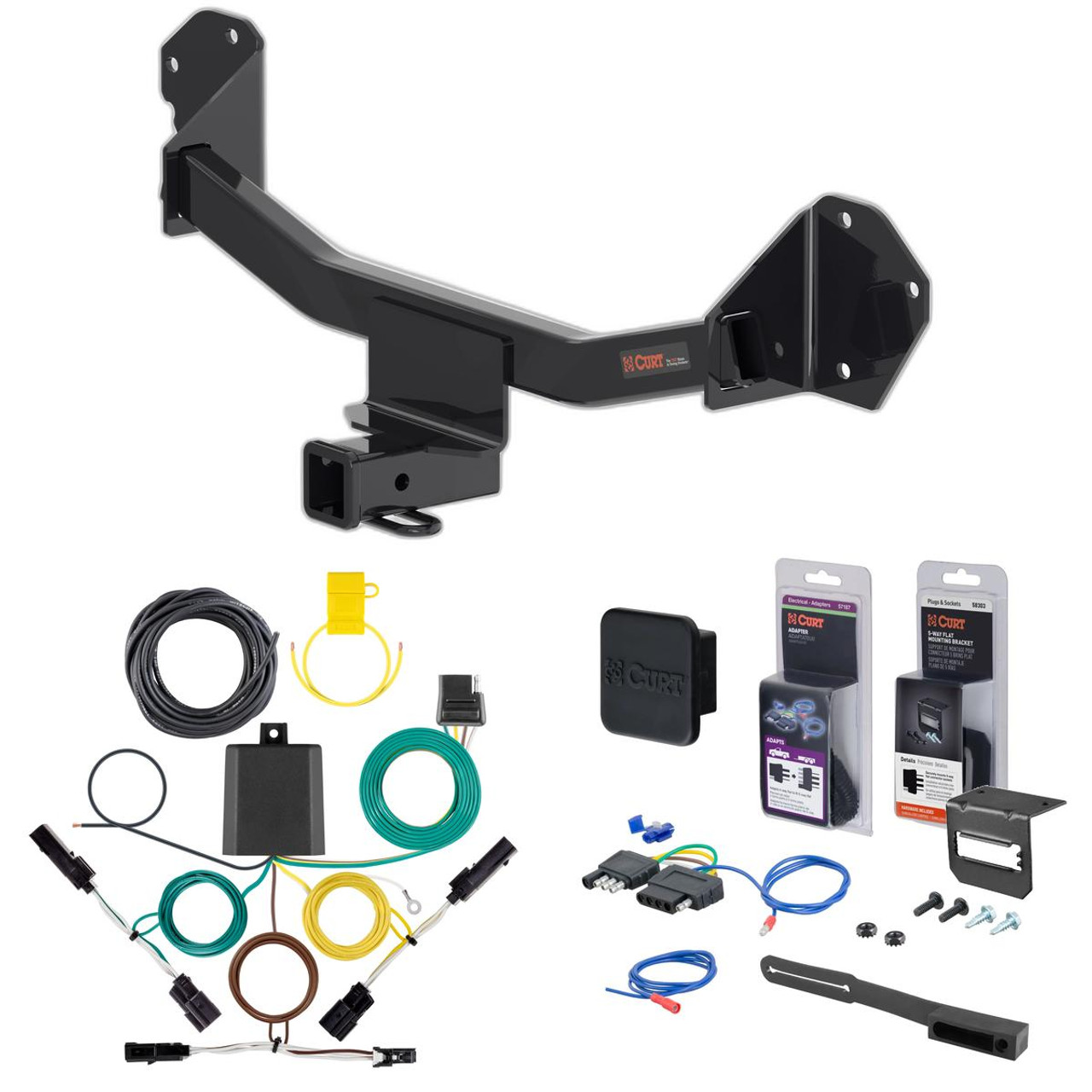 22 - 23 Chevrolet Bolt EUV Curt 2" Class 3 Trailer Tow Hitch + 5-Flat Wiring Kit Tow Boat/Utility Trailer with Surge Brakes 13495 22 - 23 Chevrolet Bolt EUV Curt 2" Class 3 Trailer Tow Hitch + 5-Flat Wiring Kit Tow Boat/Utility Trailer with Surge Brakes 13495
