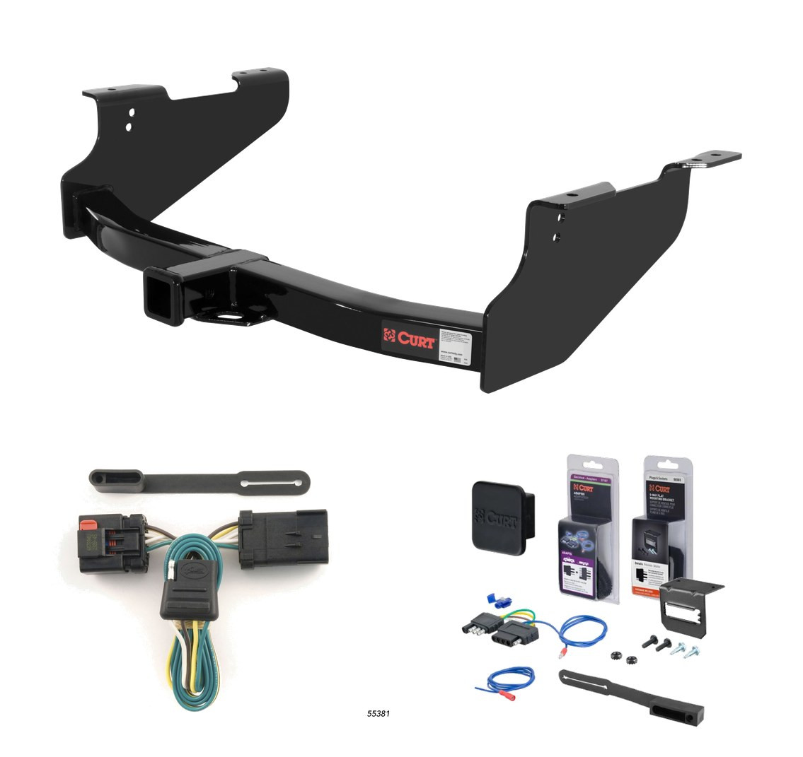 2003 - 2008 Dodge Ram 1500 Will not fit with factory receiver (built in or after 11/02) Curt 2" Class 3 Trailer Tow Hitch + 5-Flat Wiring Kit Tow Boat/Utility Trailer with Surge Brakes 13361-1