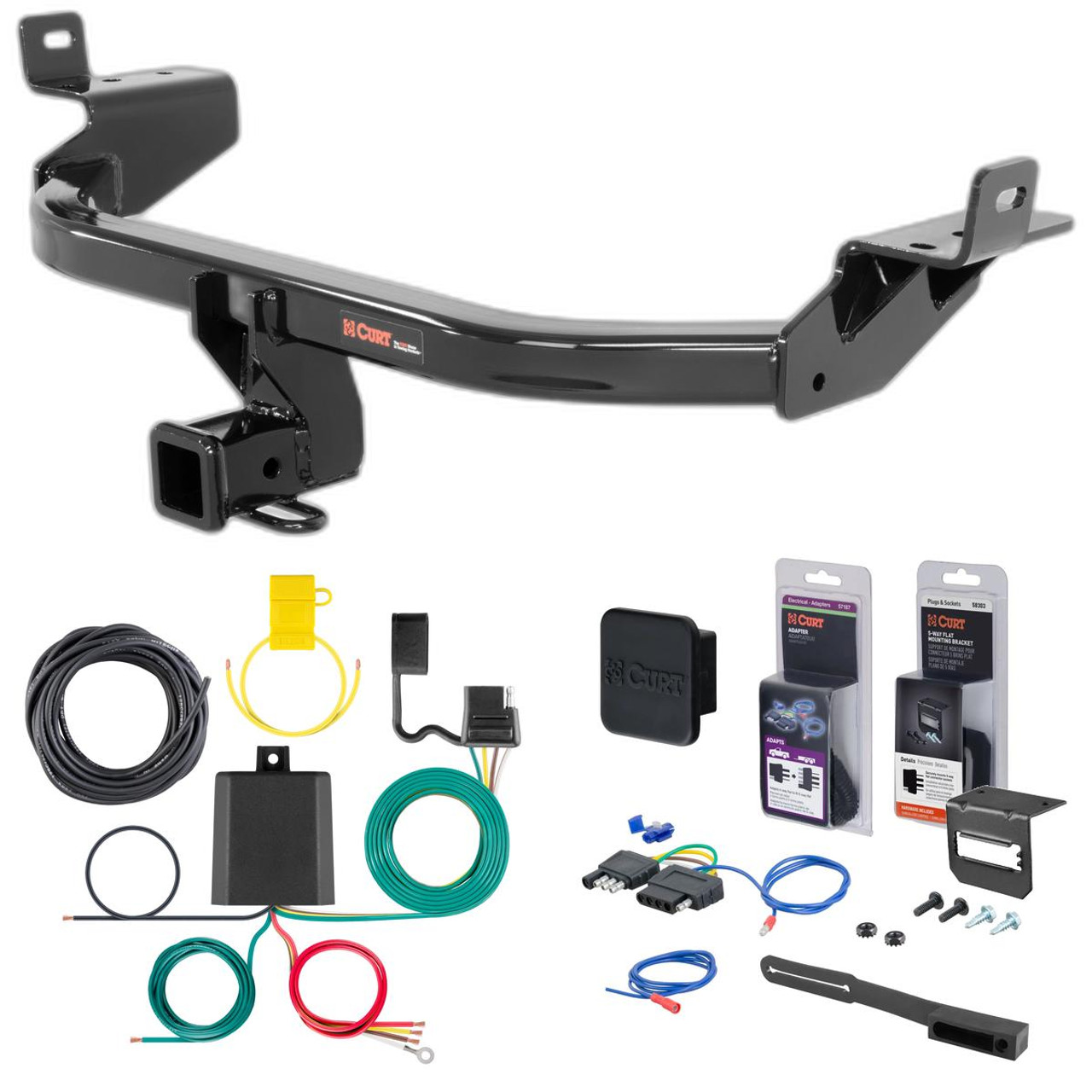 14 - 18 Jeep Cherokee Curt 2" Class 3 Trailer Tow Hitch + 5-Flat Wiring Kit Tow Boat/Utility Trailer with Surge Brakes 13172 14 - 18 Jeep Cherokee Curt 2" Class 3 Trailer Tow Hitch + 5-Flat Wiring Kit Tow Boat/Utility Trailer with Surge Brakes 13172