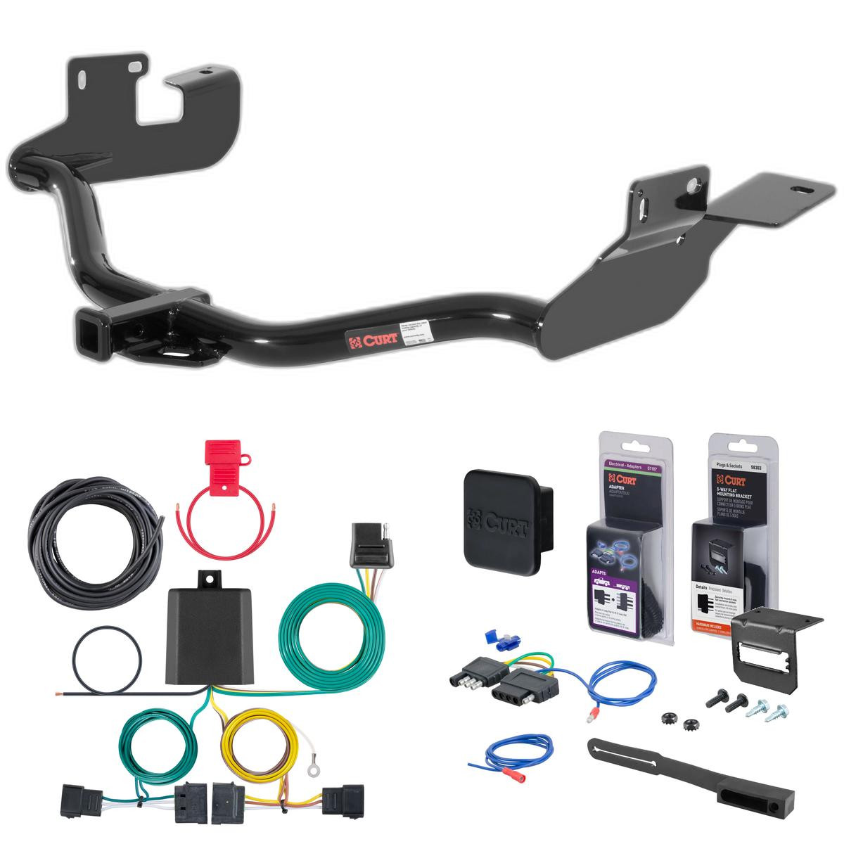 08 - 12 Ford Escape Without factory 1-1/4" receiver hitch Curt 1-1/4" Class 2 Trailer Tow Hitch + 5-Flat Wiring Kit Tow Boat/Utility Trailer with Surge Brakes 12060