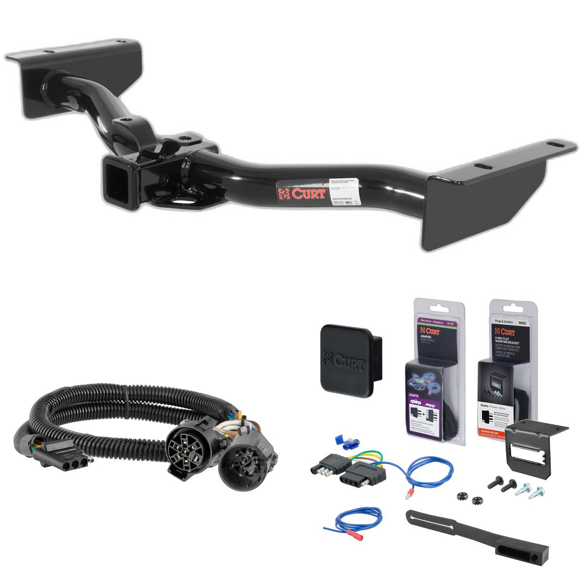 03 - 06 Cadillac Escalade ESV Curt 2" Class 3 Trailer Tow Hitch + 5-Flat Wiring Kit Tow Boat/Utility Trailer with Surge Brakes 13422-1