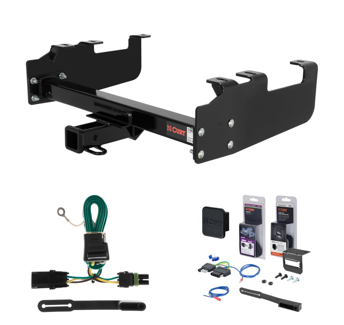 1985 - 1986 Chevrolet C20 With 10" step bumper Curt 2" Class 3 Trailer Tow Hitch + 5-Flat Wiring Kit Tow Boat/Utility Trailer with Surge Brakes 13099