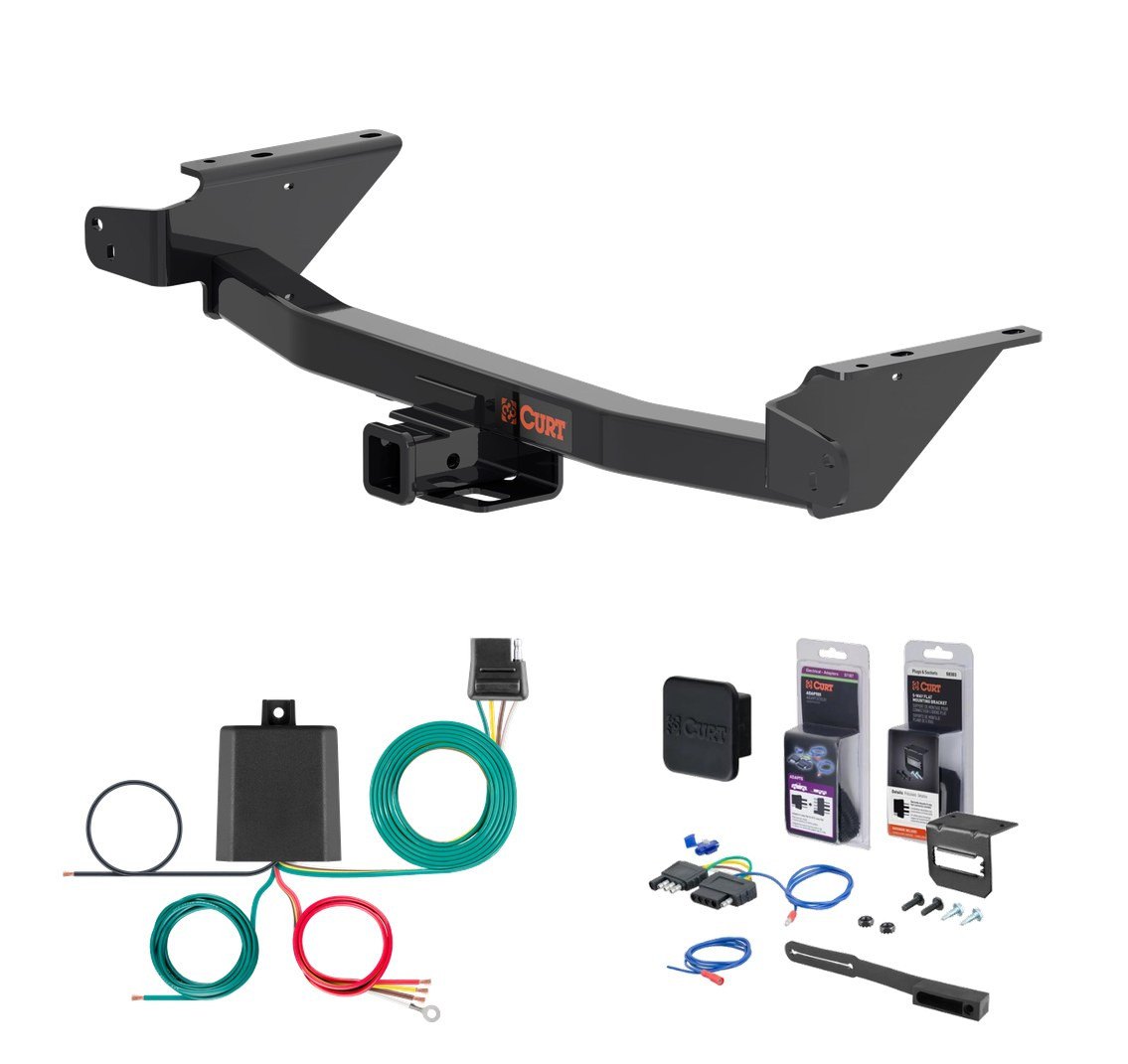 2023 - 2026 GMC Canyon Curt 2" Class 3 Trailer Tow Hitch + 5-Flat Wiring Kit Tow Boat/Utility Trailer with Surge Brakes 13576