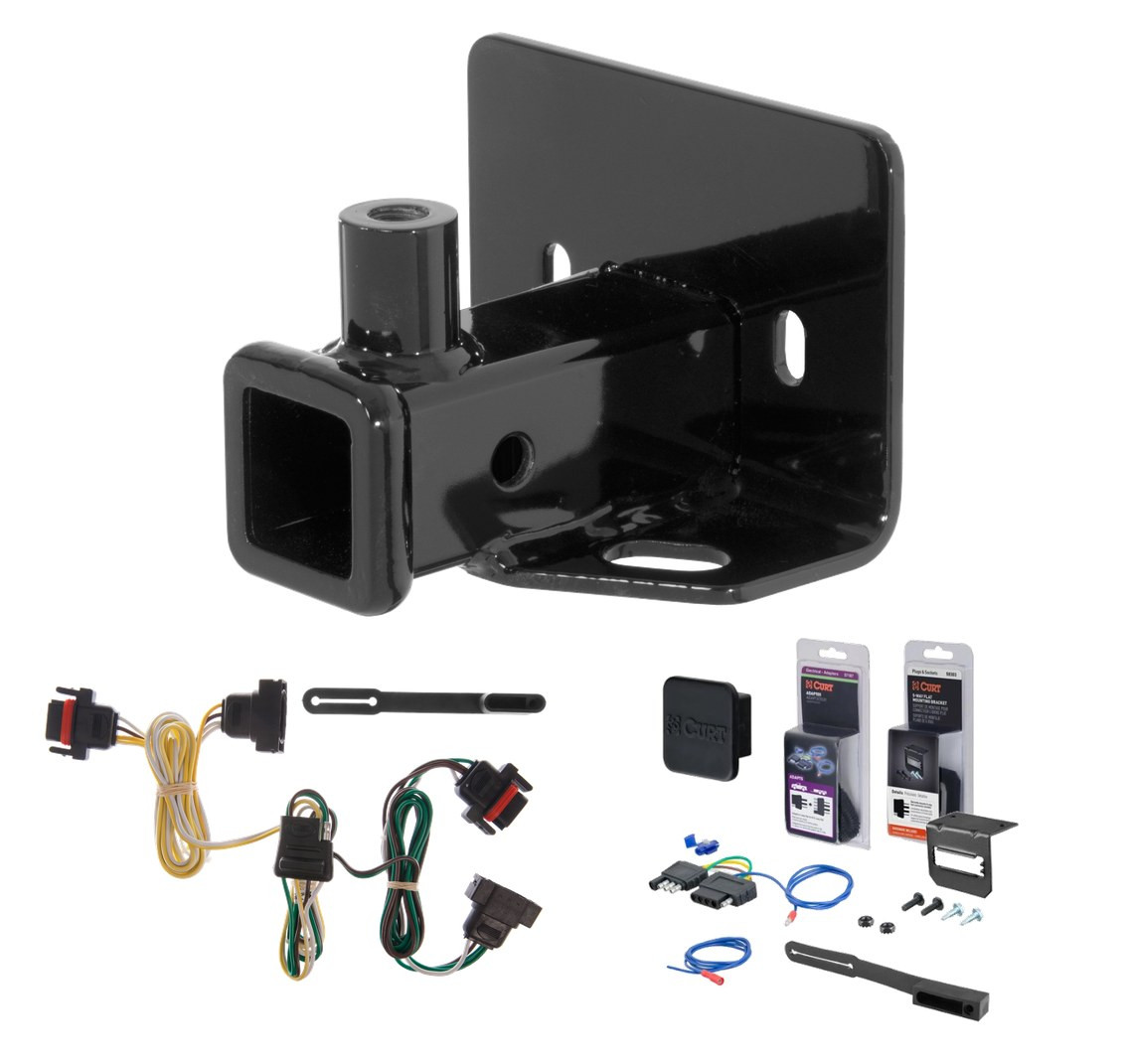 2005 - 2010 Dodge Dakota Curt 2" Class 3 Trailer Tow Hitch + 5-Flat Wiring Kit Tow Boat/Utility Trailer with Surge Brakes 13229