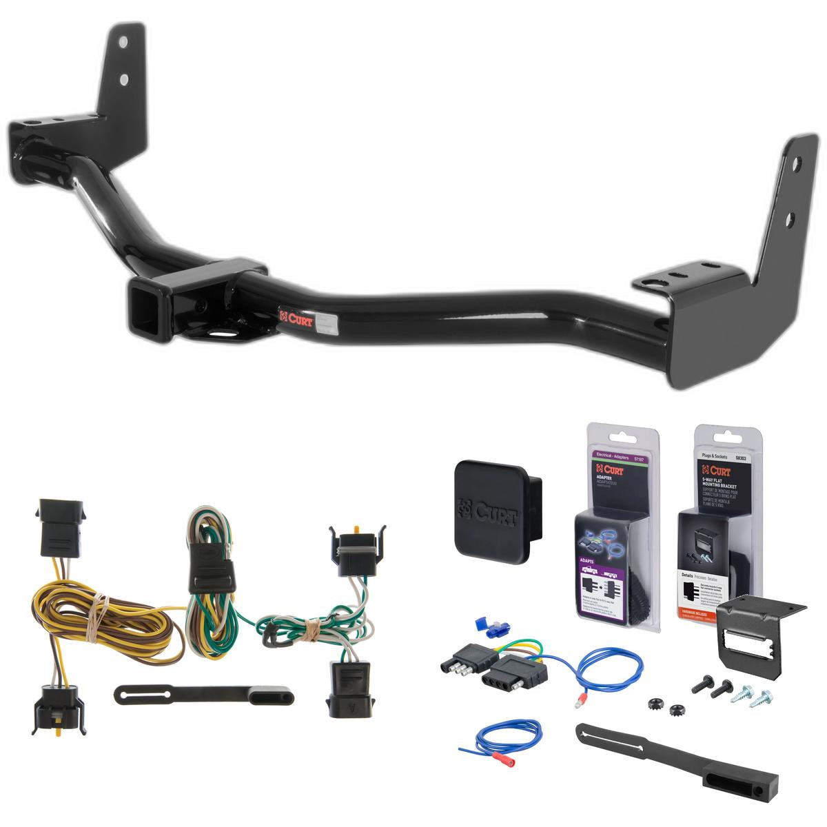 97 - 02 Ford Expedition Curt 2" Class 3 Trailer Tow Hitch + 5-Flat Wiring Kit Tow Boat/Utility Trailer with Surge Brakes 13125
