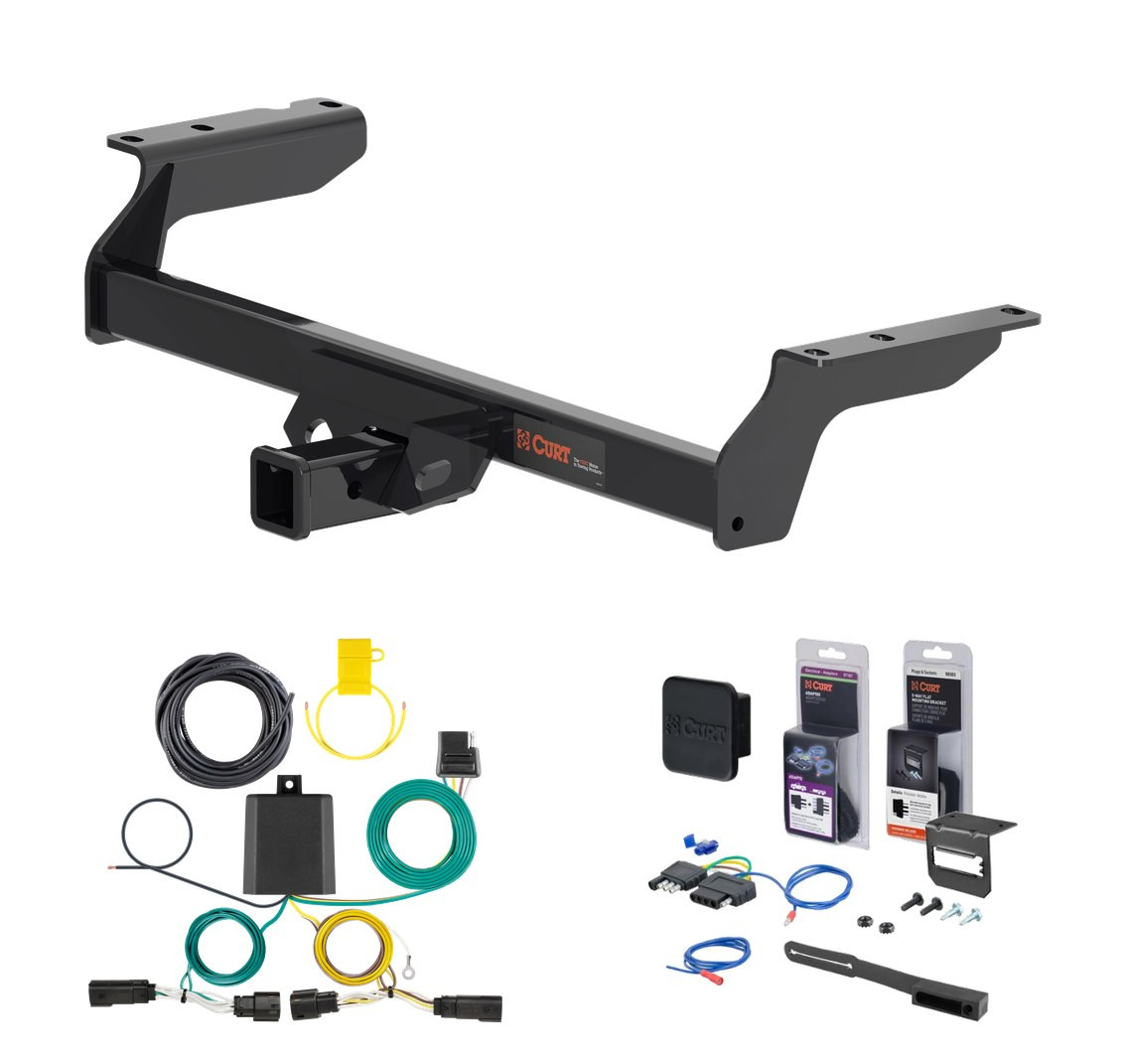 2023 - 2025 Ford Escape Excluding PHEV Curt 2" Class 3 Trailer Tow Hitch + 5-Flat Wiring Kit Tow Boat/Utility Trailer with Surge Brakes 13454-1