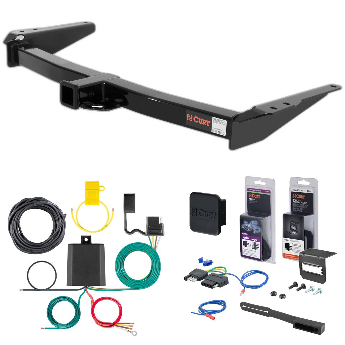 96 - 97 Lexus LX450 Curt 2" Class 3 Trailer Tow Hitch + 5-Flat Wiring Kit Tow Boat/Utility Trailer with Surge Brakes 13089