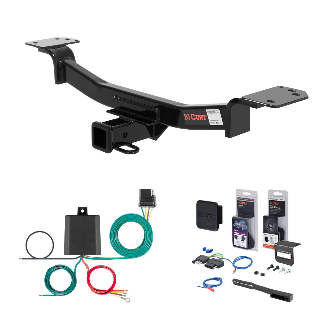 2004 Kia Sportage Convertible Curt 2" Class 3 Trailer Tow Hitch + 5-Flat Wiring Kit Tow Boat/Utility Trailer with Surge Brakes 13526