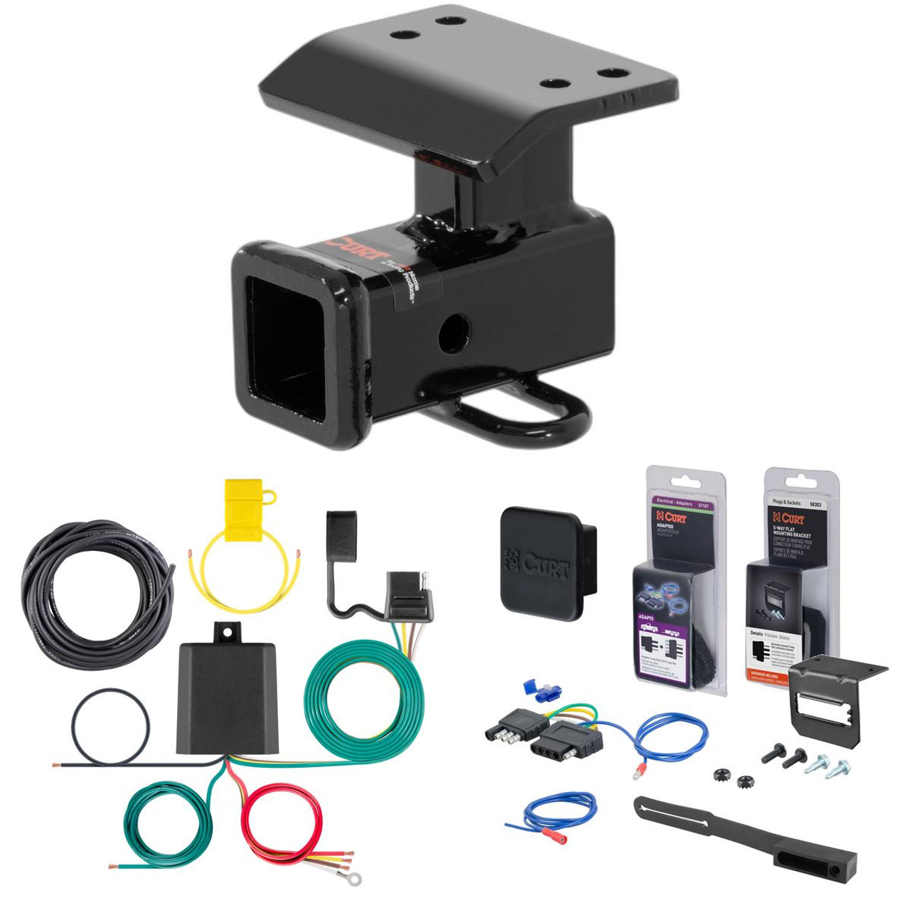 09 - 11 Volkswagen Tiguan Curt 2" Class 3 Trailer Tow Hitch + 5-Flat Wiring Kit Tow Boat/Utility Trailer with Surge Brakes 13133 09 - 11 Volkswagen Tiguan Curt 2" Class 3 Trailer Tow Hitch + 5-Flat Wiring Kit Tow Boat/Utility Trailer with Surge Brakes 13133