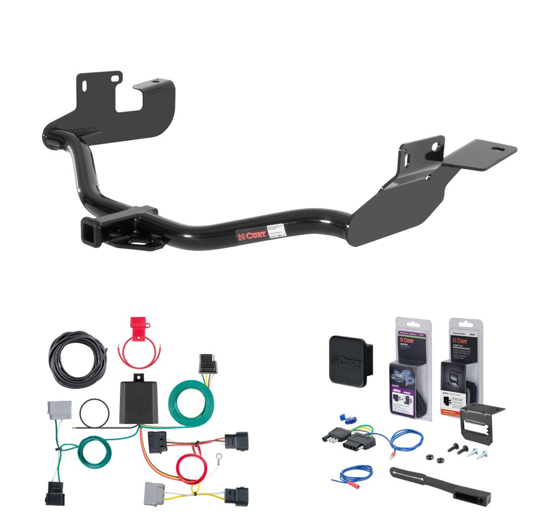 2005 - 2007 Ford Escape Without factory 1-1/4" receiver hitch Curt 1-1/4" Class 2 Trailer Tow Hitch + 5-Flat Wiring Kit Tow Boat/Utility Trailer with Surge Brakes 12060