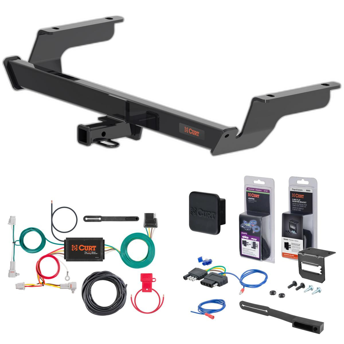 2024 Subaru Impreza Hatchback Curt 1-1/4" Class 1 Trailer Tow Hitch + 5-Flat Wiring Kit Tow Boat/Utility Trailer with Surge Brakes 11675