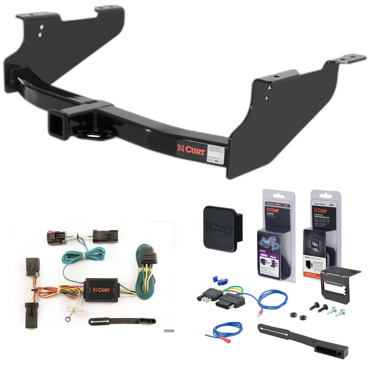 03 - 08 Dodge Ram 1500 Will not fit with factory receiver (built in or after 11/02) Curt 2" Class 4 Trailer Tow Hitch + 5-Flat Wiring Kit Tow Boat/Utility Trailer with Surge Brakes 14361