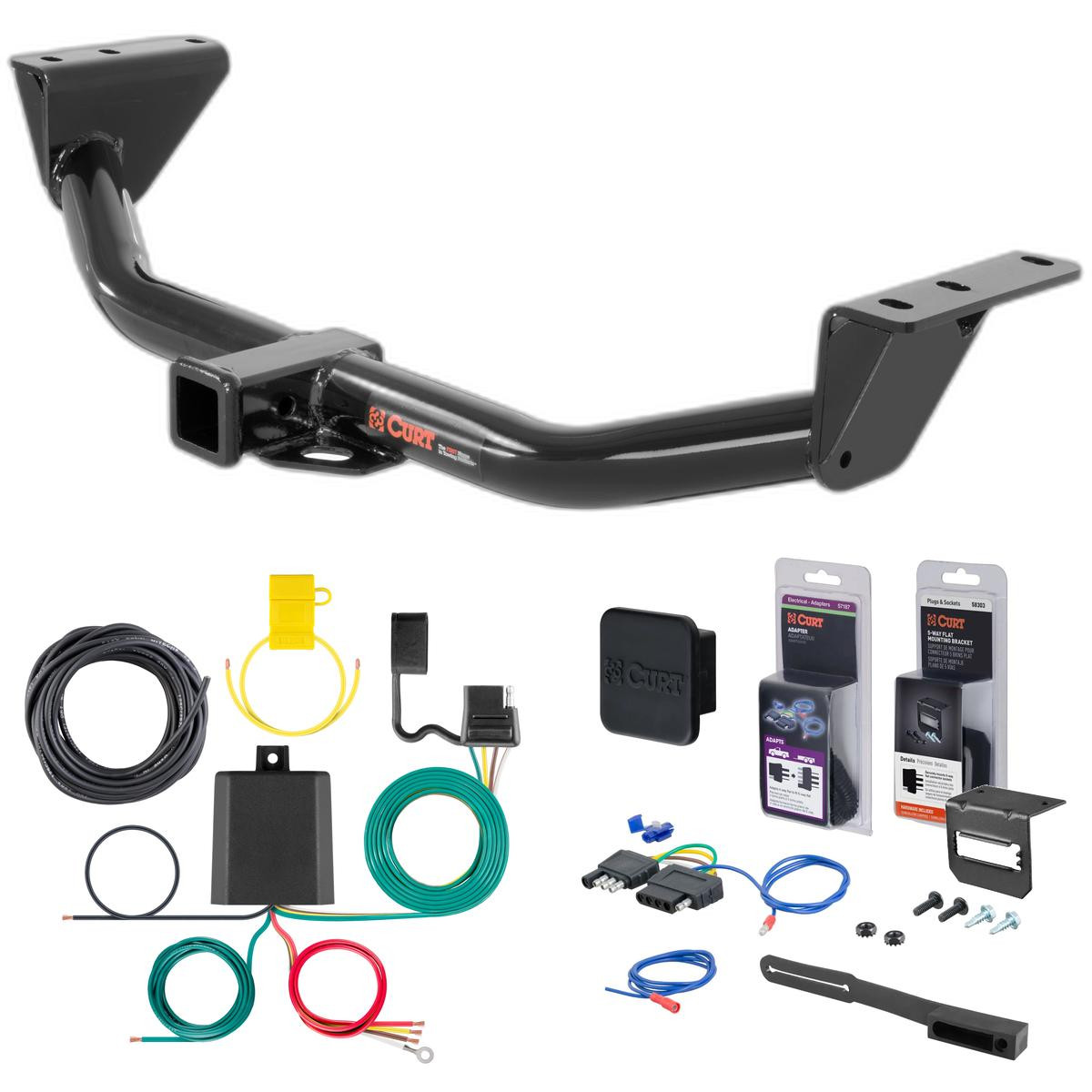 07 - 14 Chevrolet Tahoe Police package Curt 2" Class 3 Trailer Tow Hitch + 5-Flat Wiring Kit Tow Boat/Utility Trailer with Surge Brakes 13161