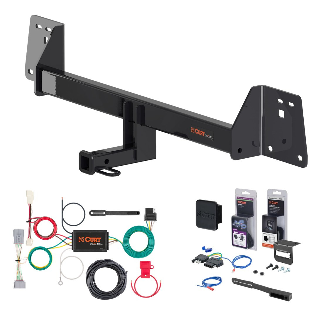2017 - 2022 Toyota Prius Prime Curt 1-1/4" Class 1 Trailer Tow Hitch + 5-Flat Wiring Kit Tow Boat/Utility Trailer with Surge Brakes 11473
