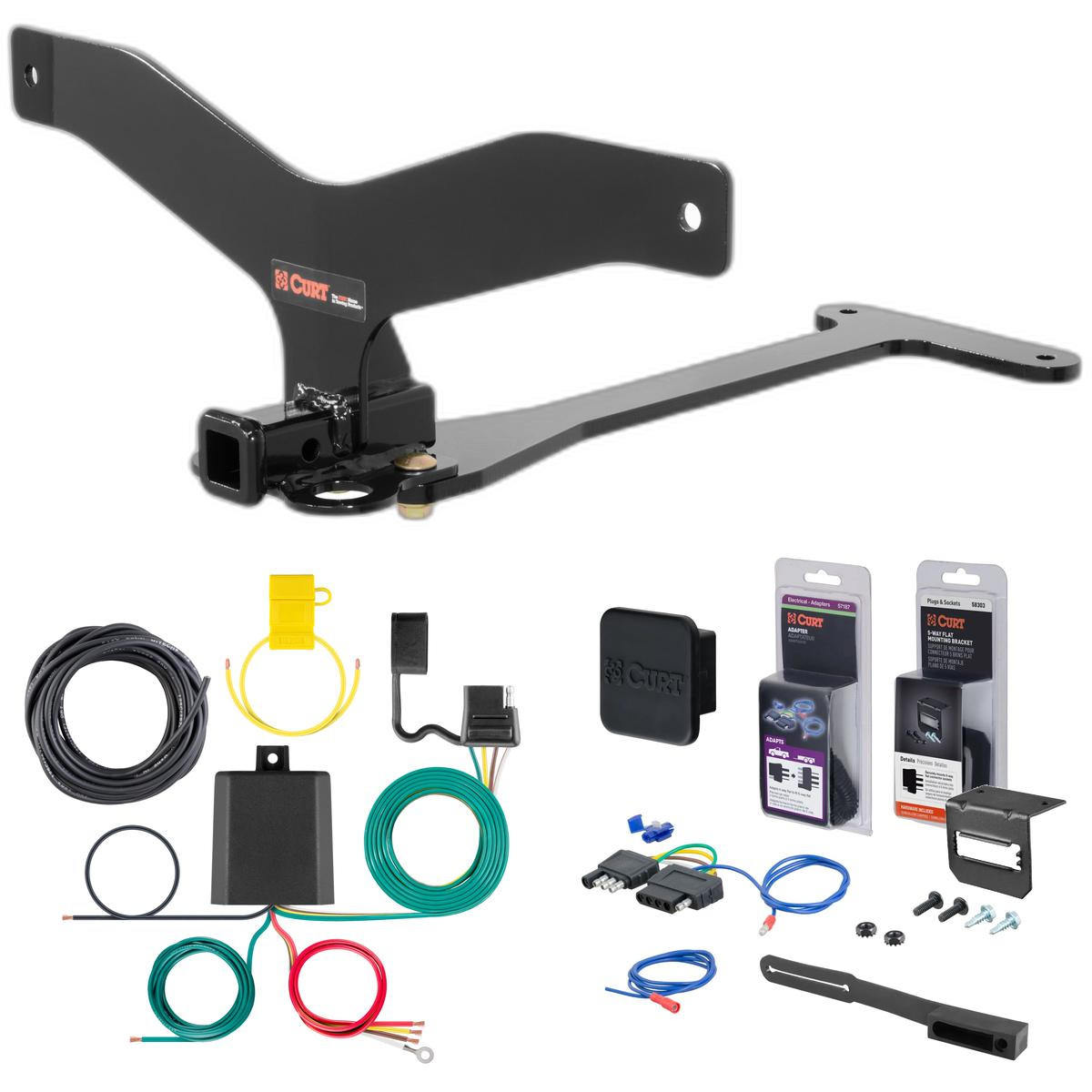 11 - 16 BMW 550i Curt 1-1/4" Class 1 Trailer Tow Hitch + 5-Flat Wiring Kit Tow Boat/Utility Trailer with Surge Brakes 11381