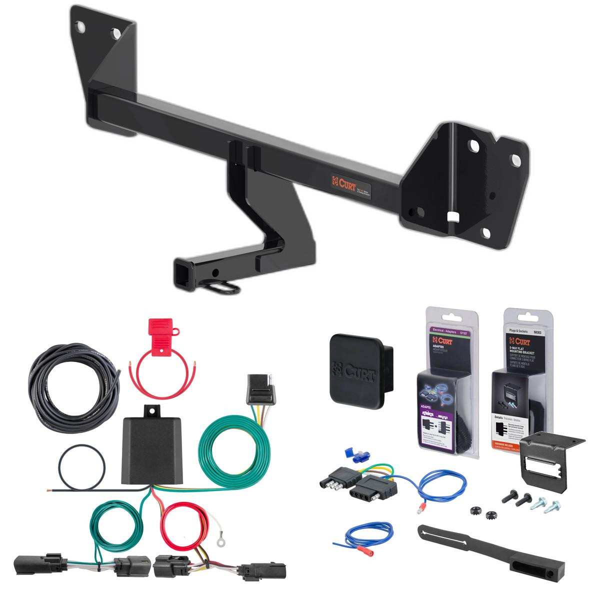 20 - 24 Buick Encore GX Excluding hands free liftgate & With LED taillights Curt 1-1/4" Class 1 Trailer Tow Hitch + 5-Flat Wiring Kit Tow Boat/Utility Trailer with Surge Brakes 11612-1