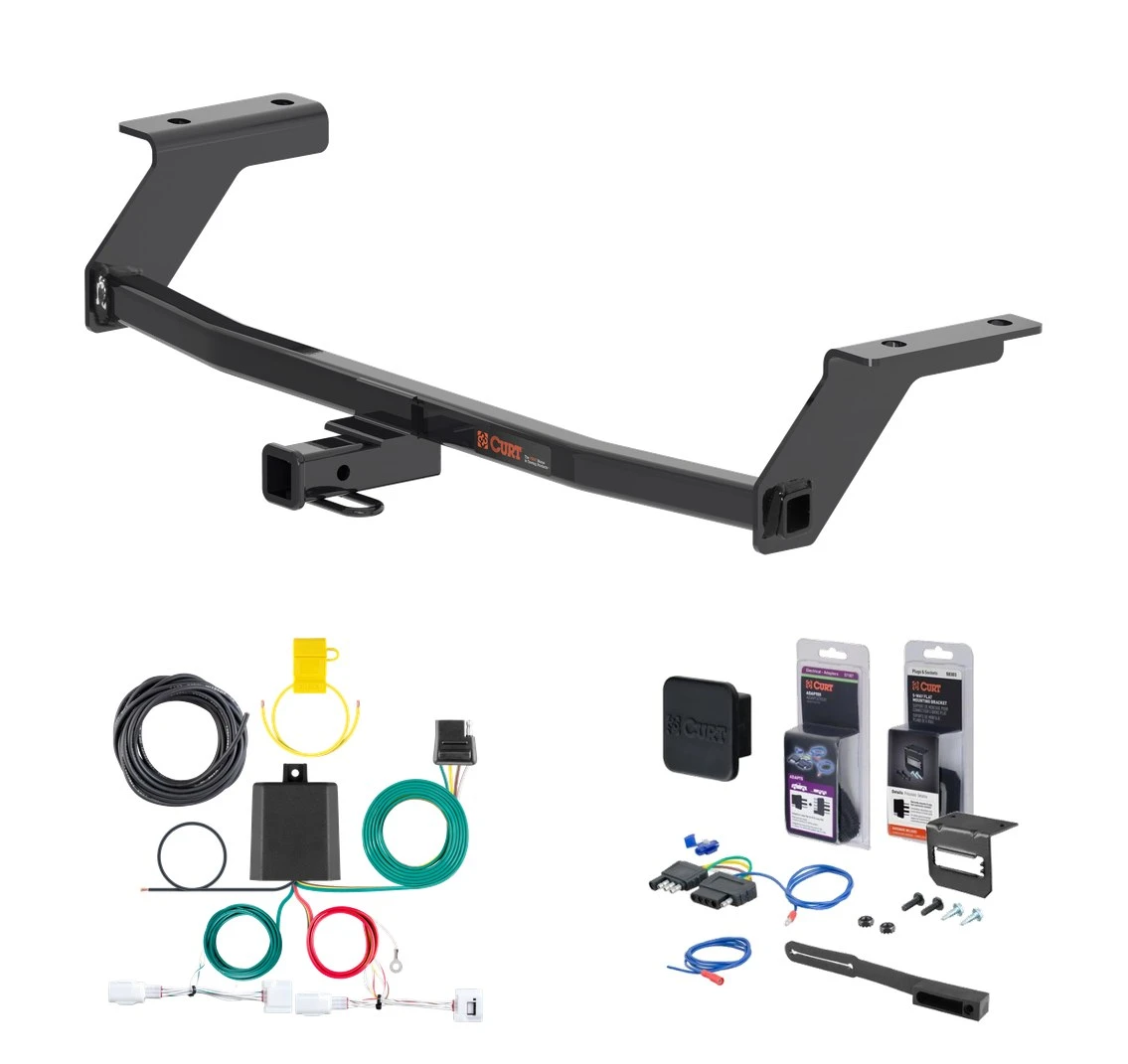 2019 - 2026 Mazda 3 Hatchback Curt 1-1/4" Class 1 Trailer Tow Hitch + 5-Flat Wiring Kit Tow Boat/Utility Trailer with Surge Brakes 11633