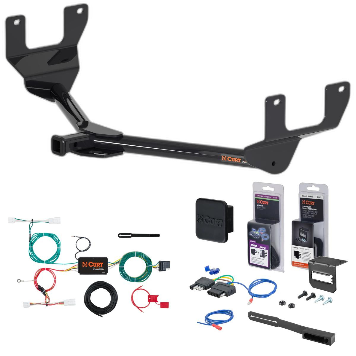 2017 Lexus NX200t Curt 1-1/4" Class 2 Trailer Tow Hitch + 5-Flat Wiring Kit Tow Boat/Utility Trailer with Surge Brakes 12172