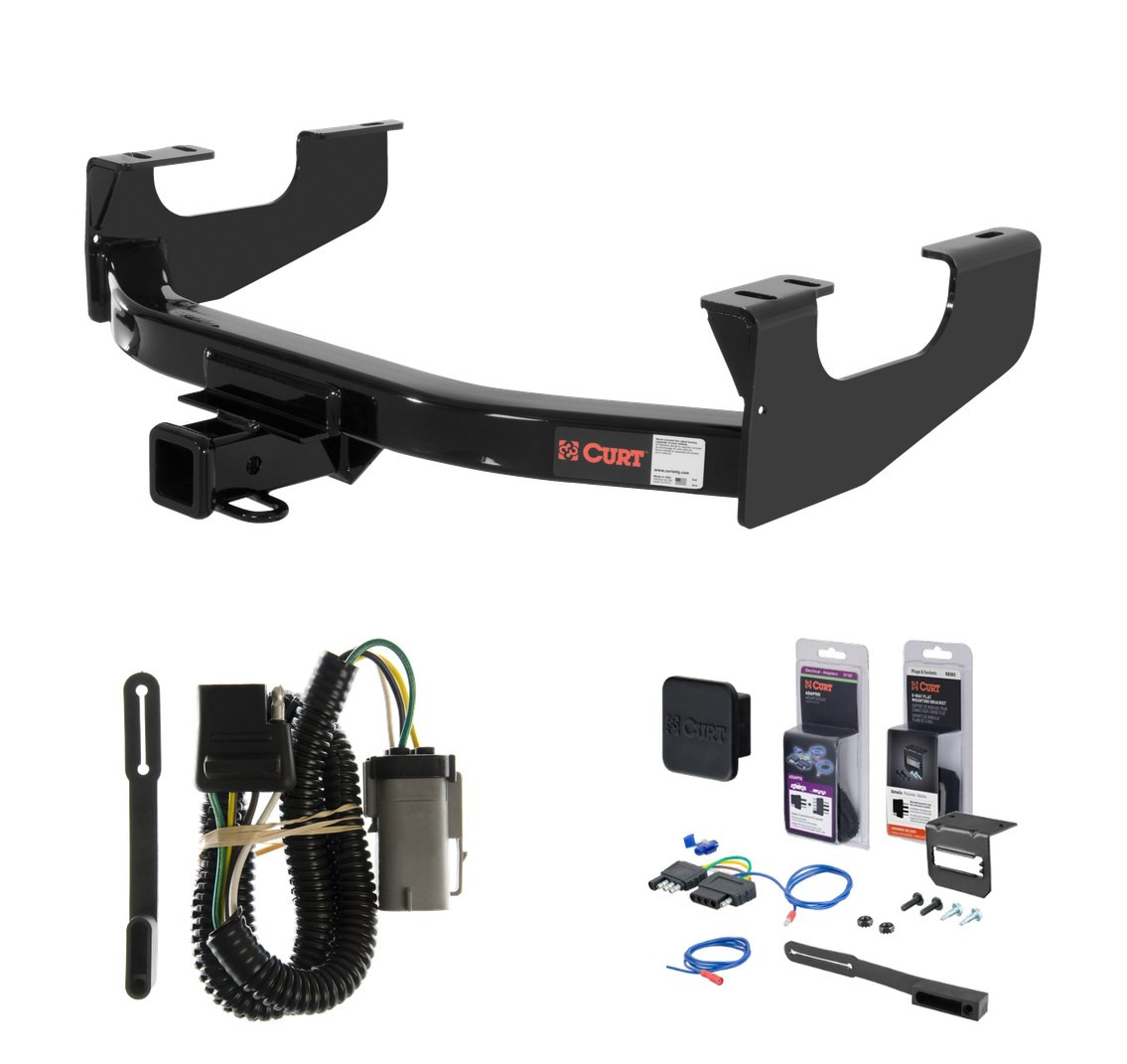2002 - 2004 Ford F-350 Super Duty Excluding cab & chassis Curt 2" Class 4 Trailer Tow Hitch + 5-Flat Wiring Kit Tow Boat/Utility Trailer with Surge Brakes 14355