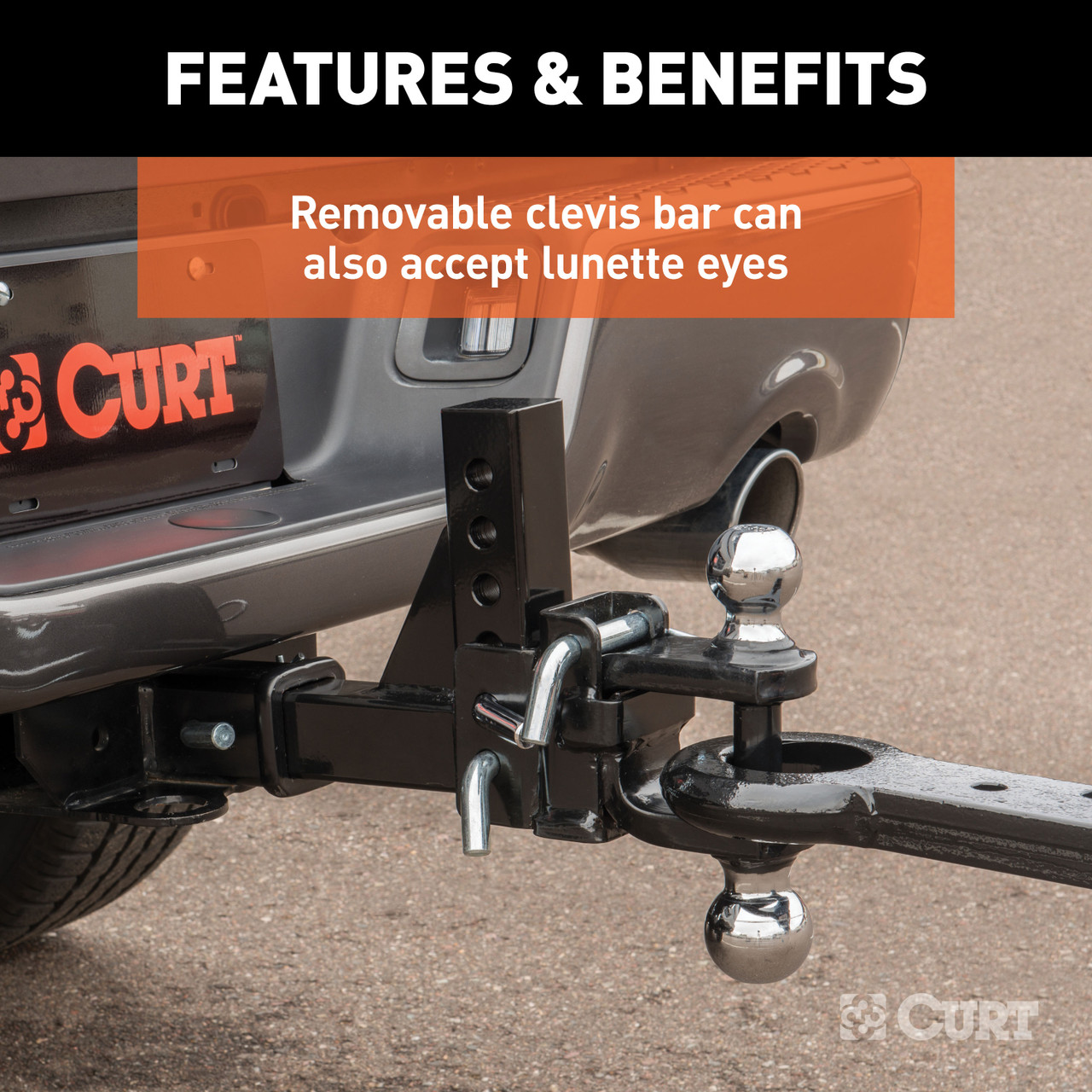 CURT Adjustable Multipurpose Ball Mount (2" Shank, 2" & 2-5/16" Balls) Trailer Hitch Ball Mount