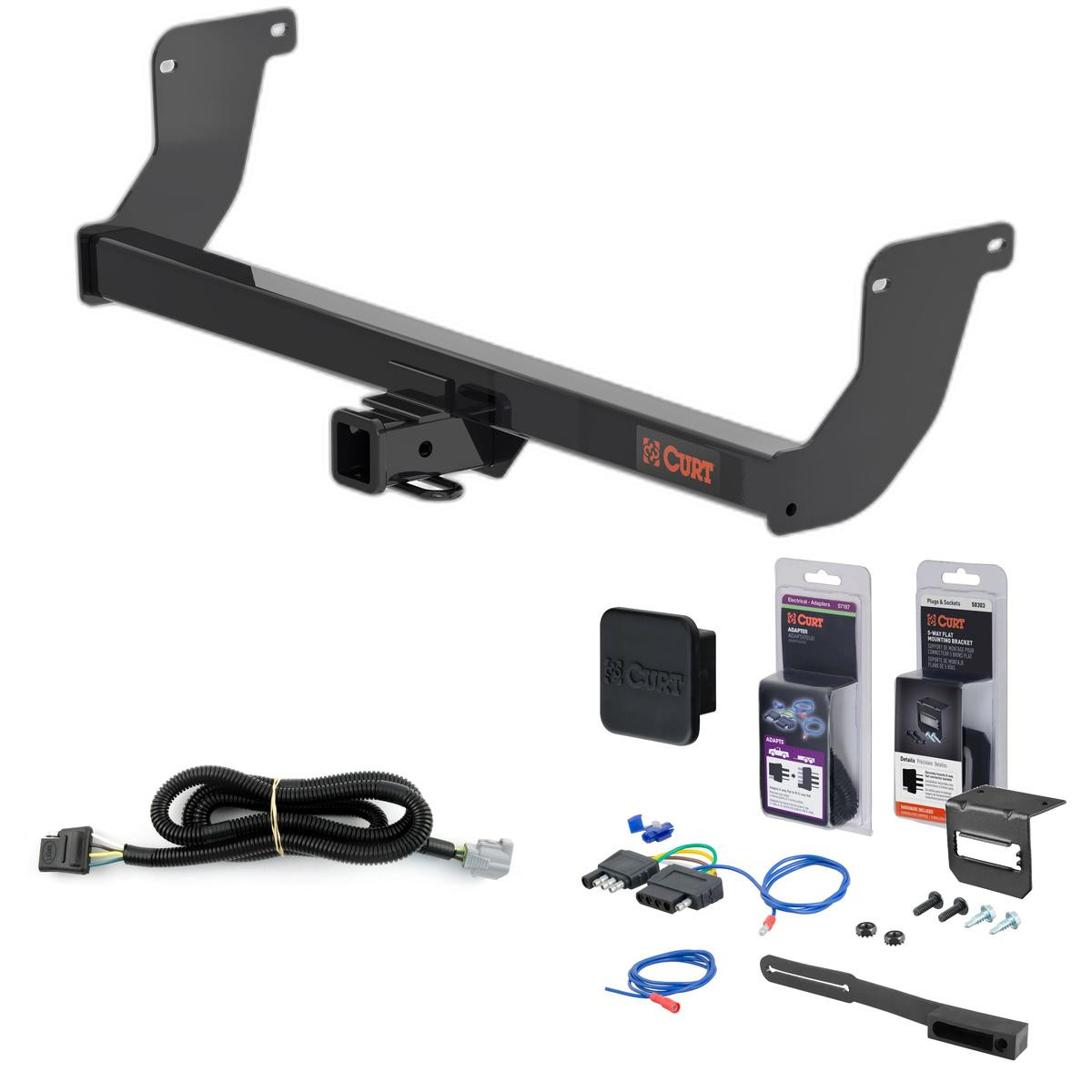 2023 Lexus RX350 Curt 2" Class 3 Trailer Tow Hitch + 5-Flat Wiring Kit Tow Boat/Utility Trailer with Surge Brakes 13579