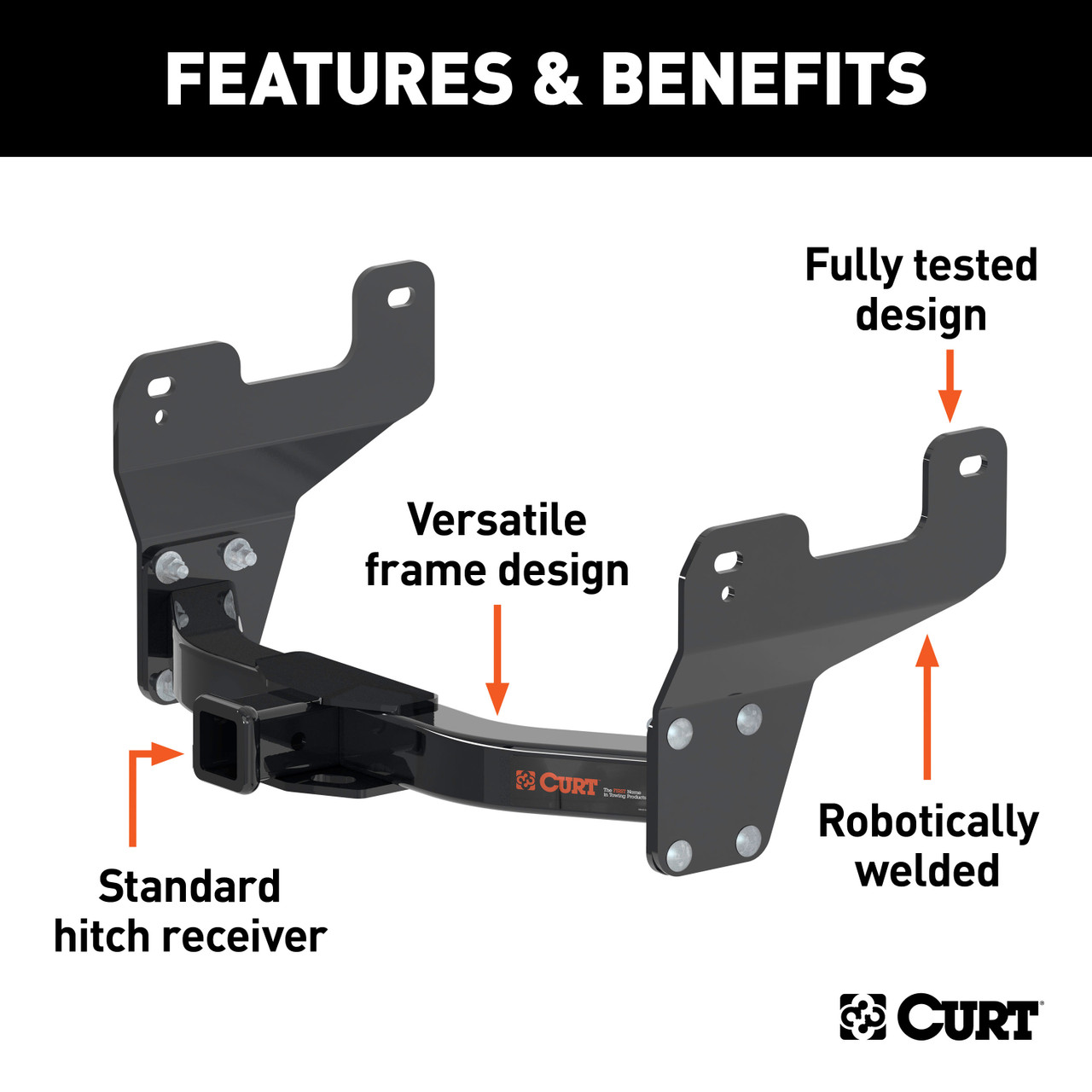 CURT Class 3 Multi-Fit Trailer Hitch with 2" Receiver, Select Ford F-150 Trailer Hitch