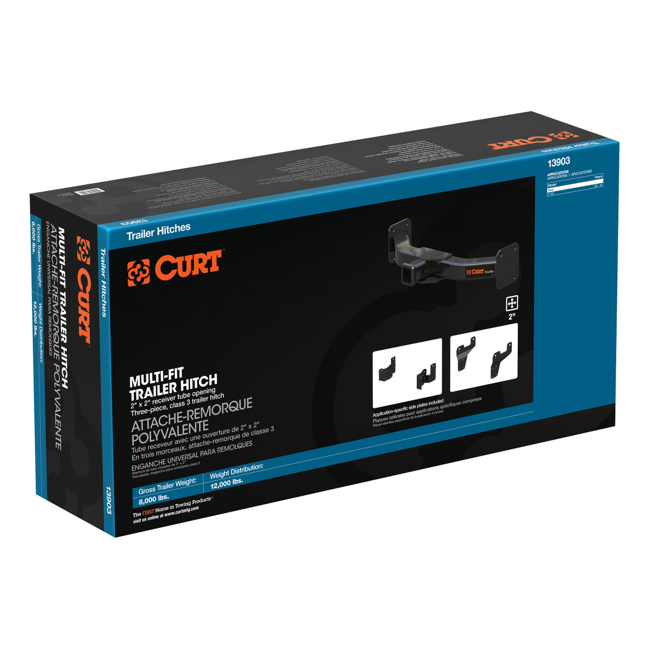 CURT Class 3 Multi-Fit Trailer Hitch with 2" Receiver, Select Ford F-150 Trailer Hitch