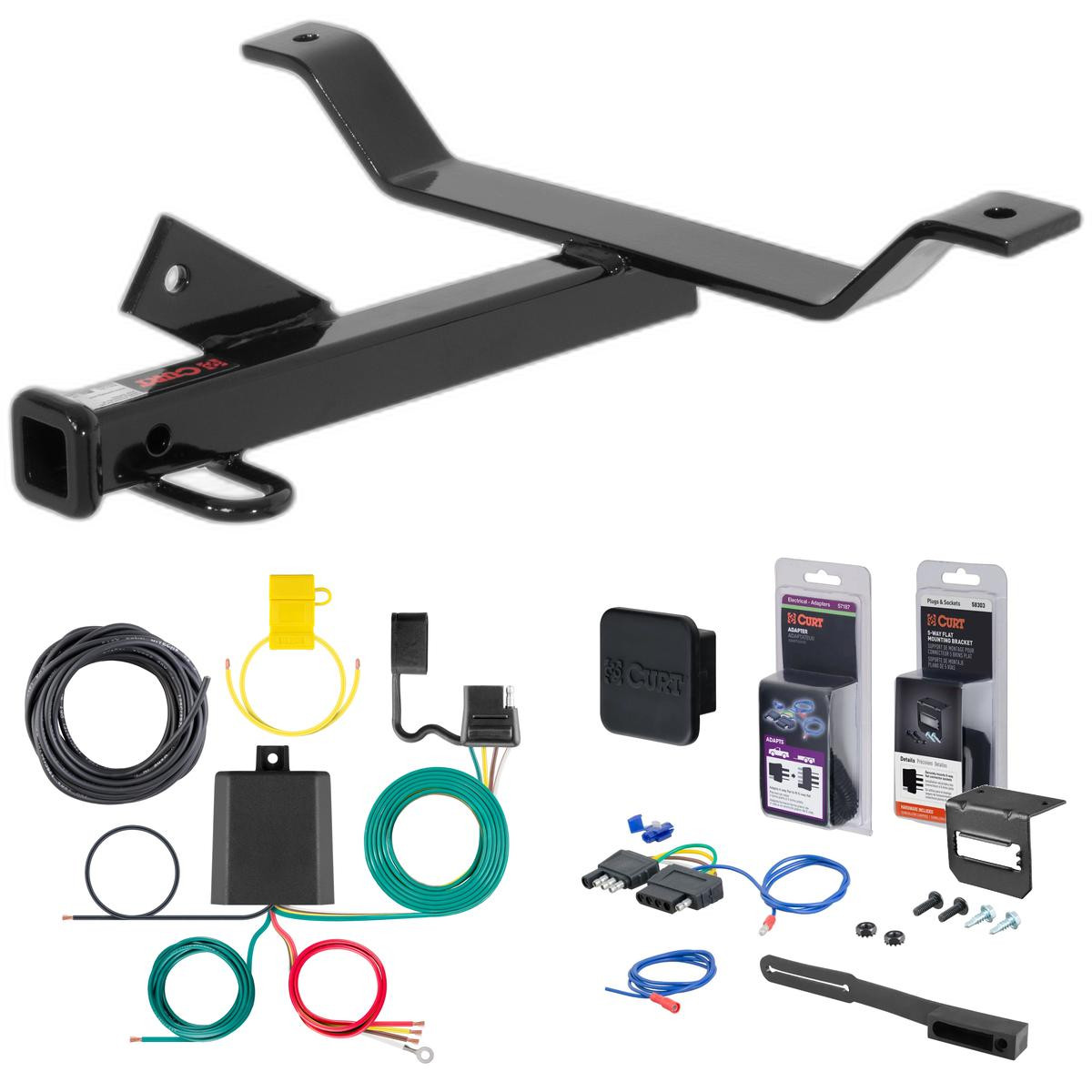 03 - 05 Honda Accord Trunk pan mount Curt 1-1/4" Class 1 Trailer Tow Hitch + 5-Flat Wiring Kit Tow Boat/Utility Trailer with Surge Brakes 11290