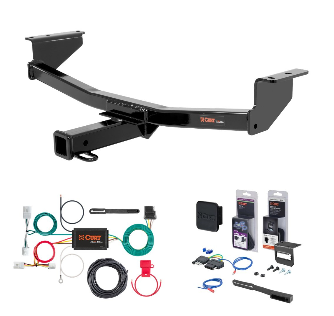 2008 - 2020 Nissan Rogue Excluding Krom Curt 2" Class 3 Trailer Tow Hitch + 5-Flat Wiring Kit Tow Boat/Utility Trailer with Surge Brakes 13204