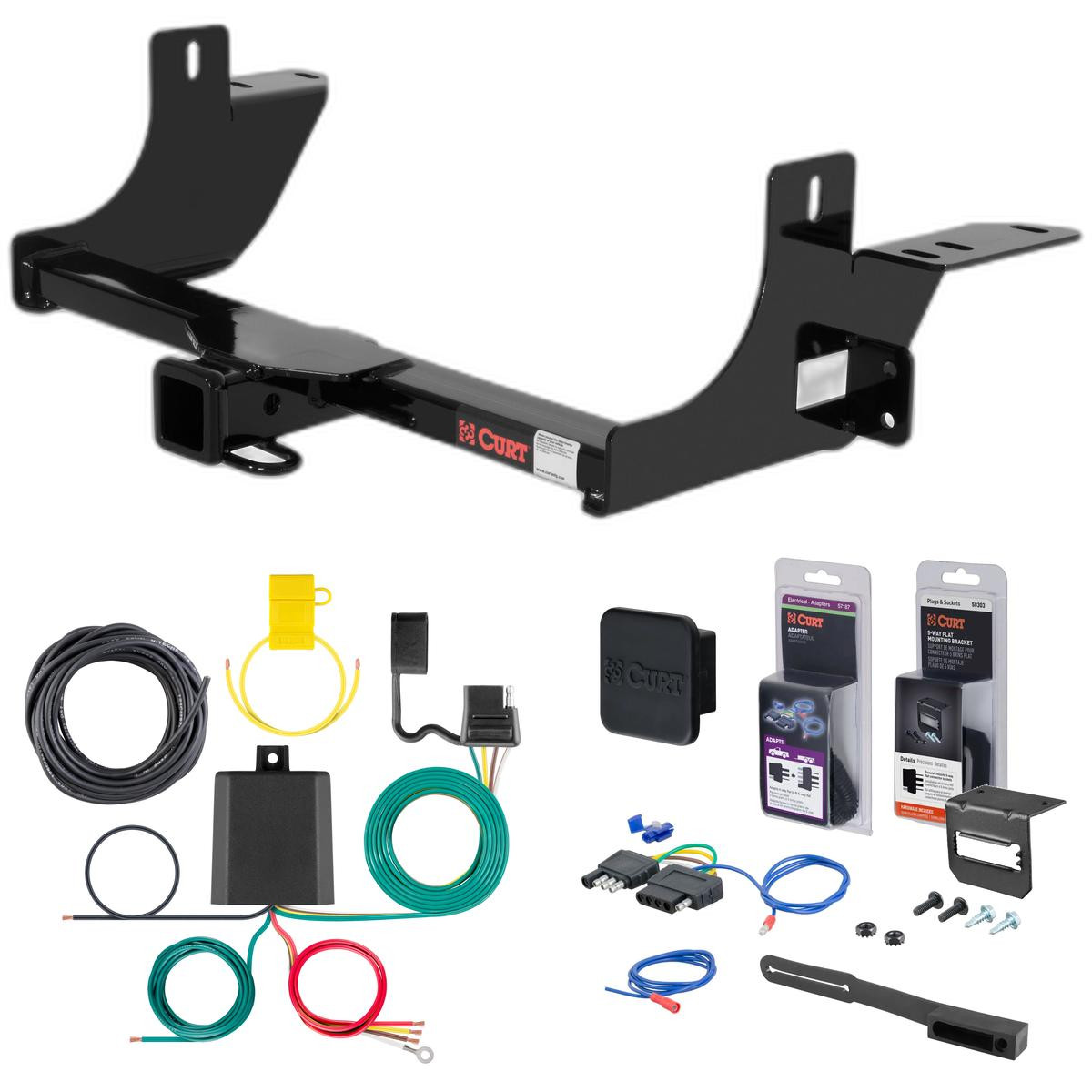 07 - 09 Pontiac Montana SV6 121" wheelbase only Curt 2" Class 3 Trailer Tow Hitch + 5-Flat Wiring Kit Tow Boat/Utility Trailer with Surge Brakes 13336