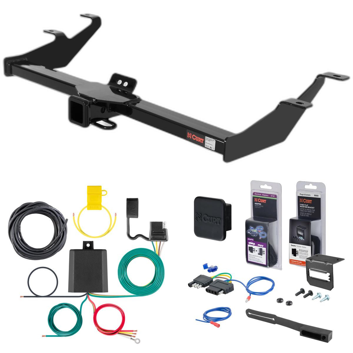 05 - 06 Honda Element Excluding SC Curt 2" Class 3 Trailer Tow Hitch + 5-Flat Wiring Kit Tow Boat/Utility Trailer with Surge Brakes 13574