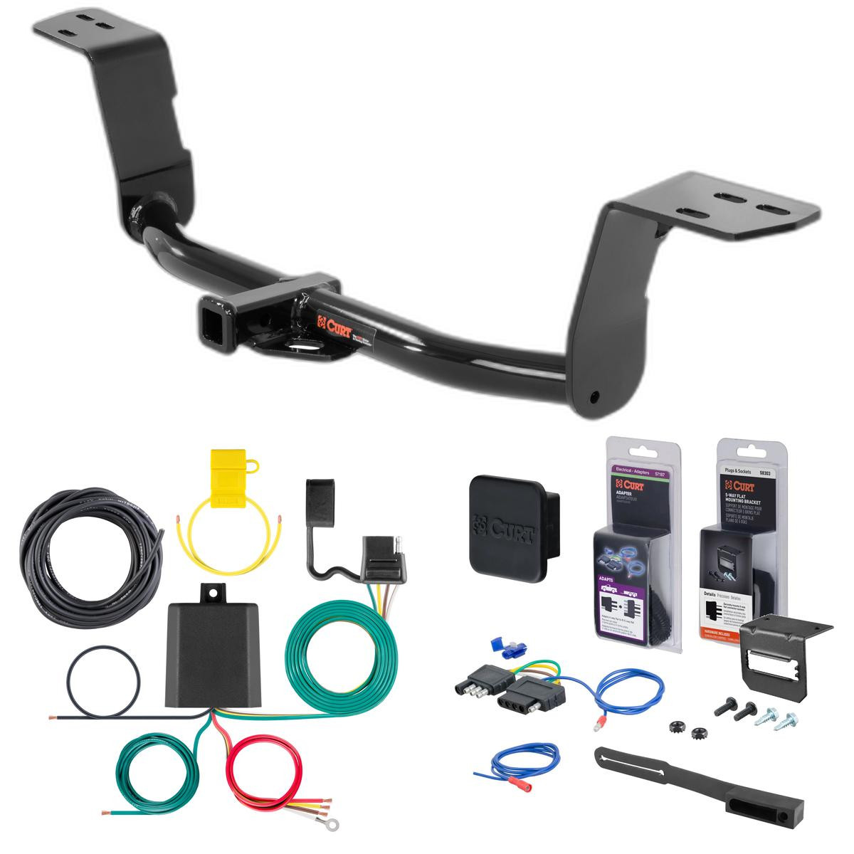 16 - 20 Lexus IS300 Curt 1-1/4" Class 1 Trailer Tow Hitch + 5-Flat Wiring Kit Tow Boat/Utility Trailer with Surge Brakes 11389