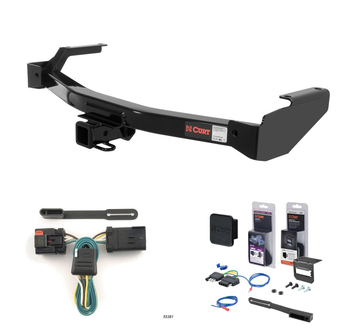 2001 - 2003 Dodge Van (full size) With factory step bumper Curt 2" Class 3 Trailer Tow Hitch + 5-Flat Wiring Kit Tow Boat/Utility Trailer with Surge Brakes 13590