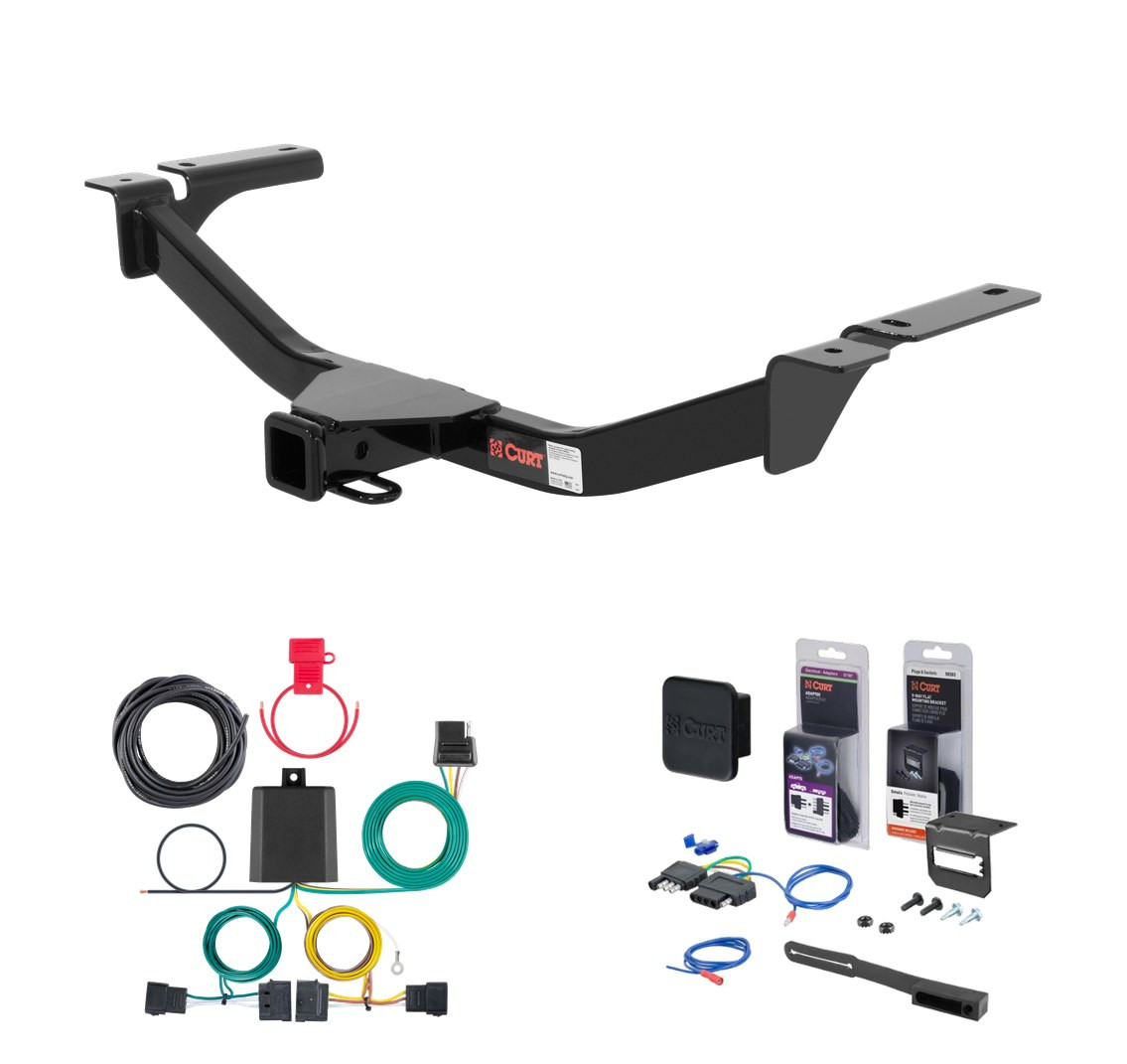 2007 - 2010 Lincoln MKX Fits beneath factory 1-1/4" receiver Curt 2" Class 3 Trailer Tow Hitch + 5-Flat Wiring Kit Tow Boat/Utility Trailer with Surge Brakes 13067