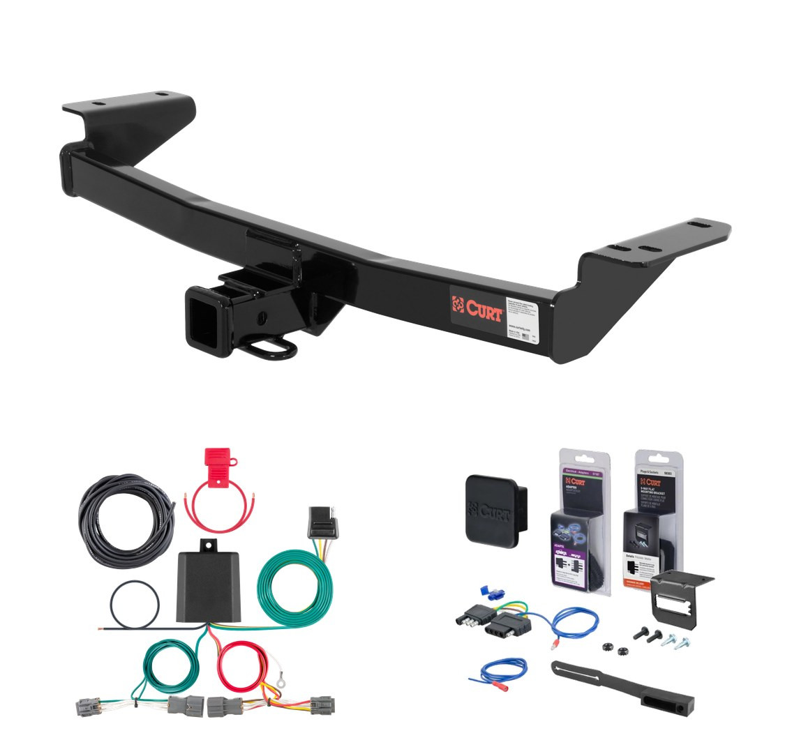 2010 - 2015 Hyundai Tucson Curt 2" Class 3 Trailer Tow Hitch + 5-Flat Wiring Kit Tow Boat/Utility Trailer with Surge Brakes 13066