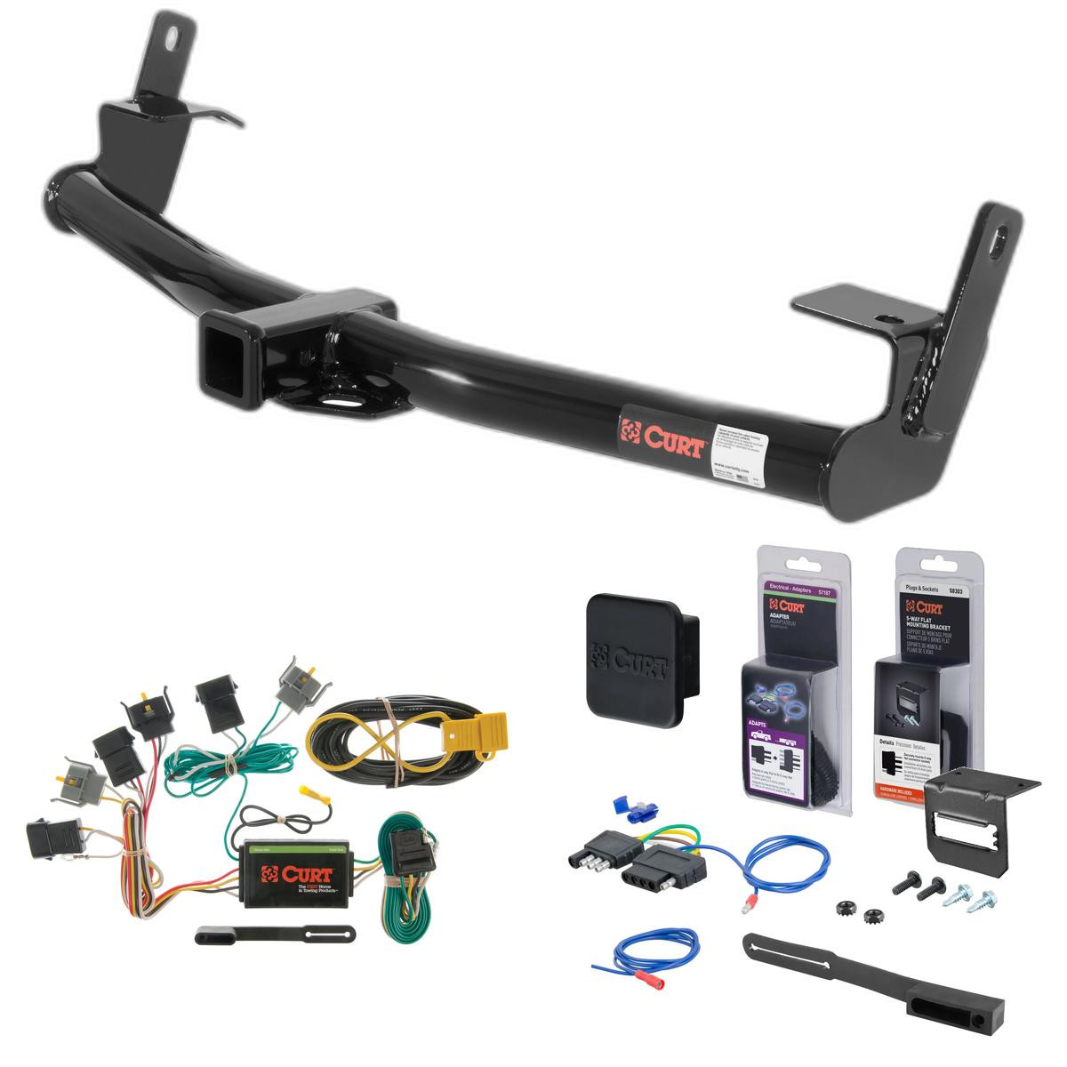 95 - 01 Ford Explorer Curt 2" Class 3 Trailer Tow Hitch + 5-Flat Wiring Kit Tow Boat/Utility Trailer with Surge Brakes 13540-1