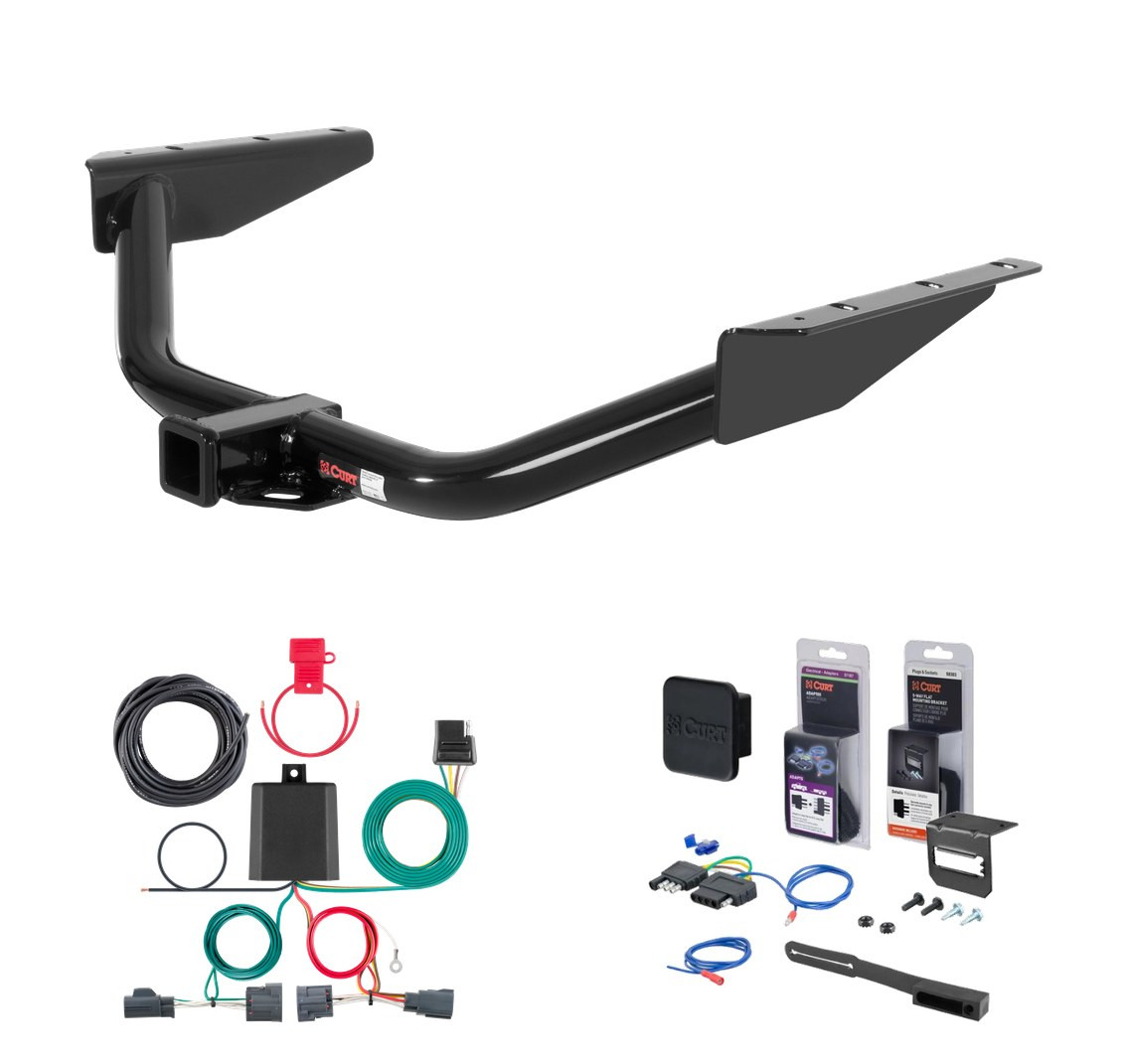 2007 - 2012 Dodge Nitro Curt 2" Class 3 Trailer Tow Hitch + 5-Flat Wiring Kit Tow Boat/Utility Trailer with Surge Brakes 13334
