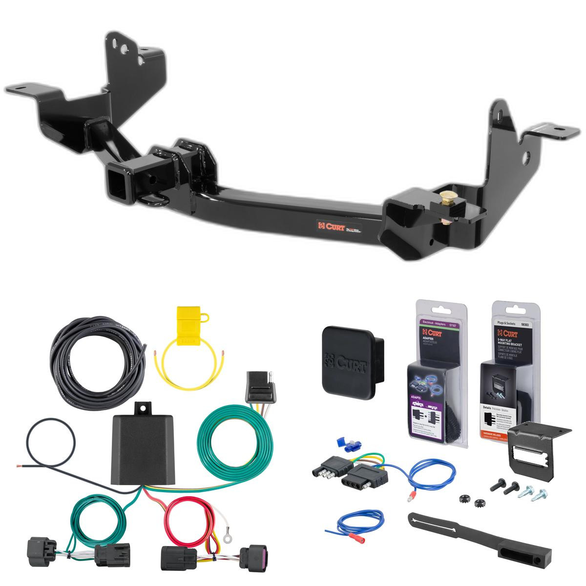 14 - 23 Ram ProMaster 2500 Standard length cargo van Curt 2" Class 3 Trailer Tow Hitch + 5-Flat Wiring Kit Tow Boat/Utility Trailer with Surge Brakes 13207