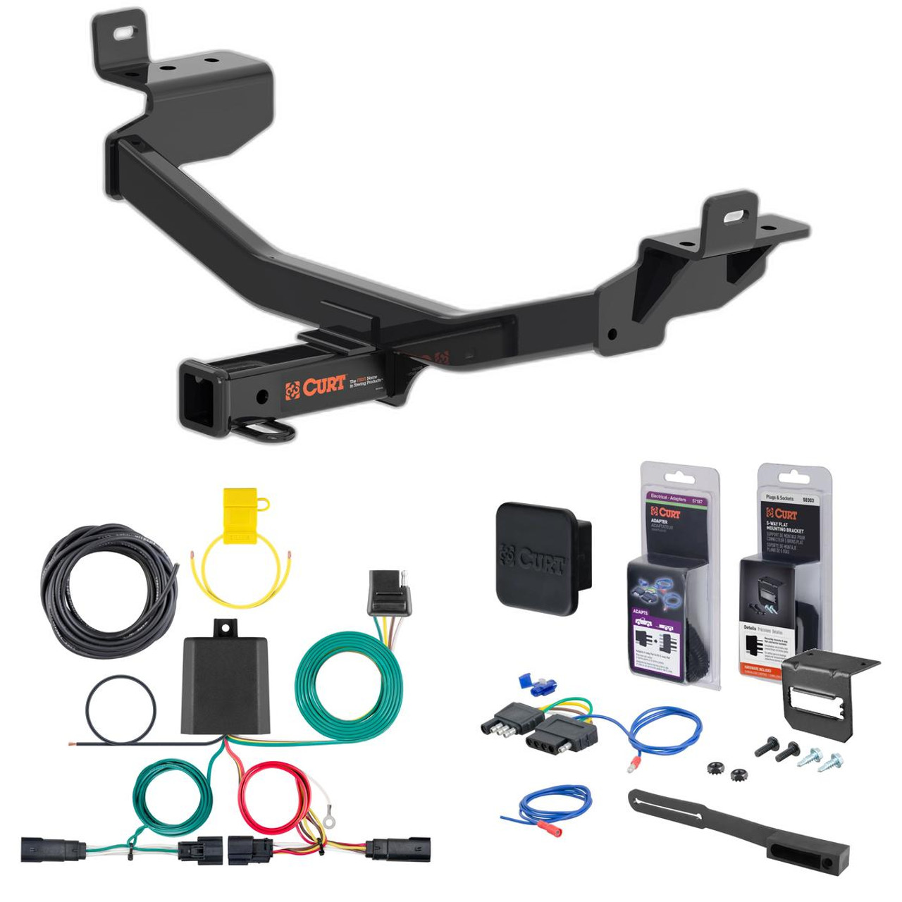 19 - 23 Jeep Cherokee Curt 2" Class 3 Trailer Tow Hitch + 5-Flat Wiring Kit Tow Boat/Utility Trailer with Surge Brakes 13395 19 - 23 Jeep Cherokee Curt 2" Class 3 Trailer Tow Hitch + 5-Flat Wiring Kit Tow Boat/Utility Trailer with Surge Brakes 13395