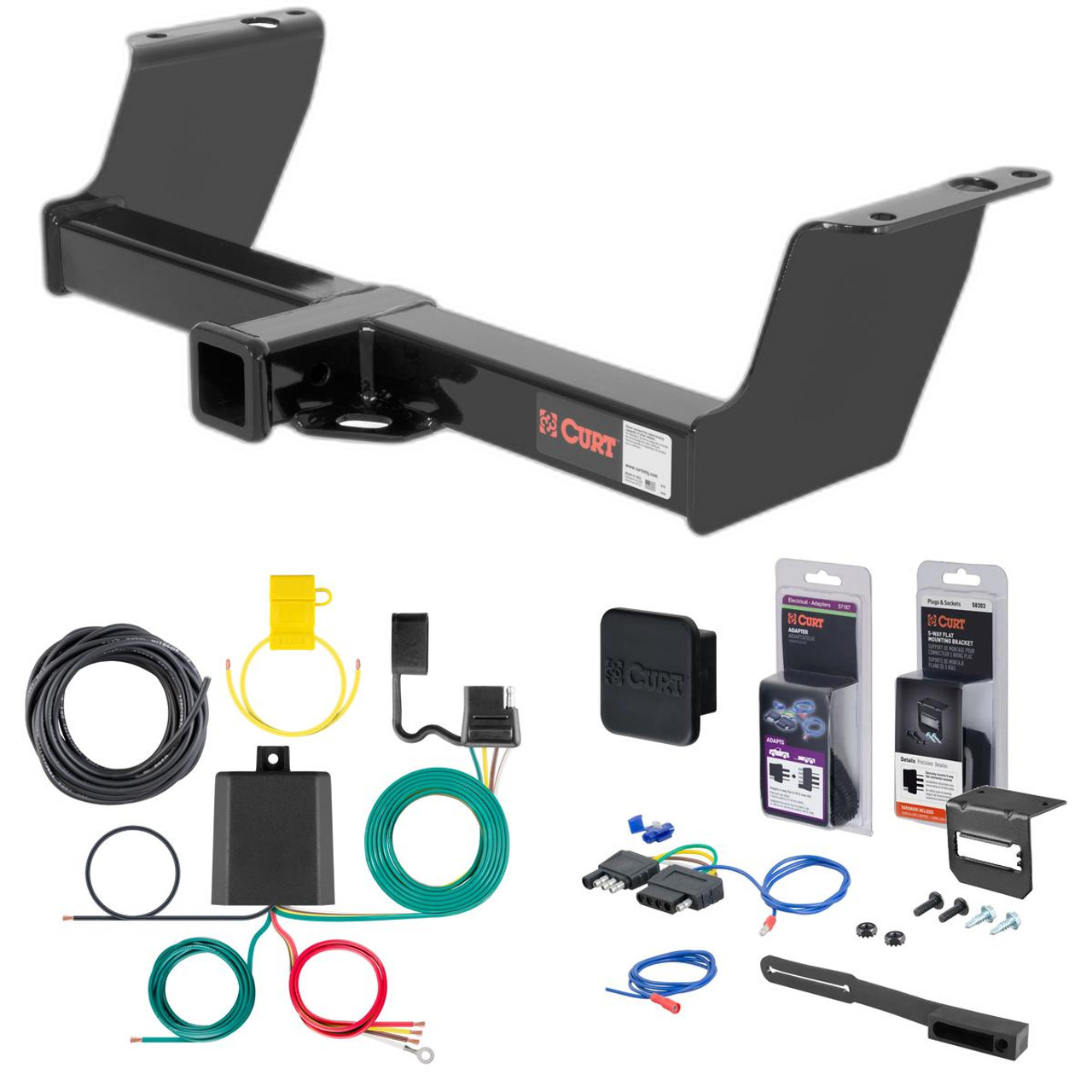 83 - 10 Ford Ranger 00 - 05 models are no drill Curt 2" Class 3 Trailer Tow Hitch + 5-Flat Wiring Kit Tow Boat/Utility Trailer with Surge Brakes 13019