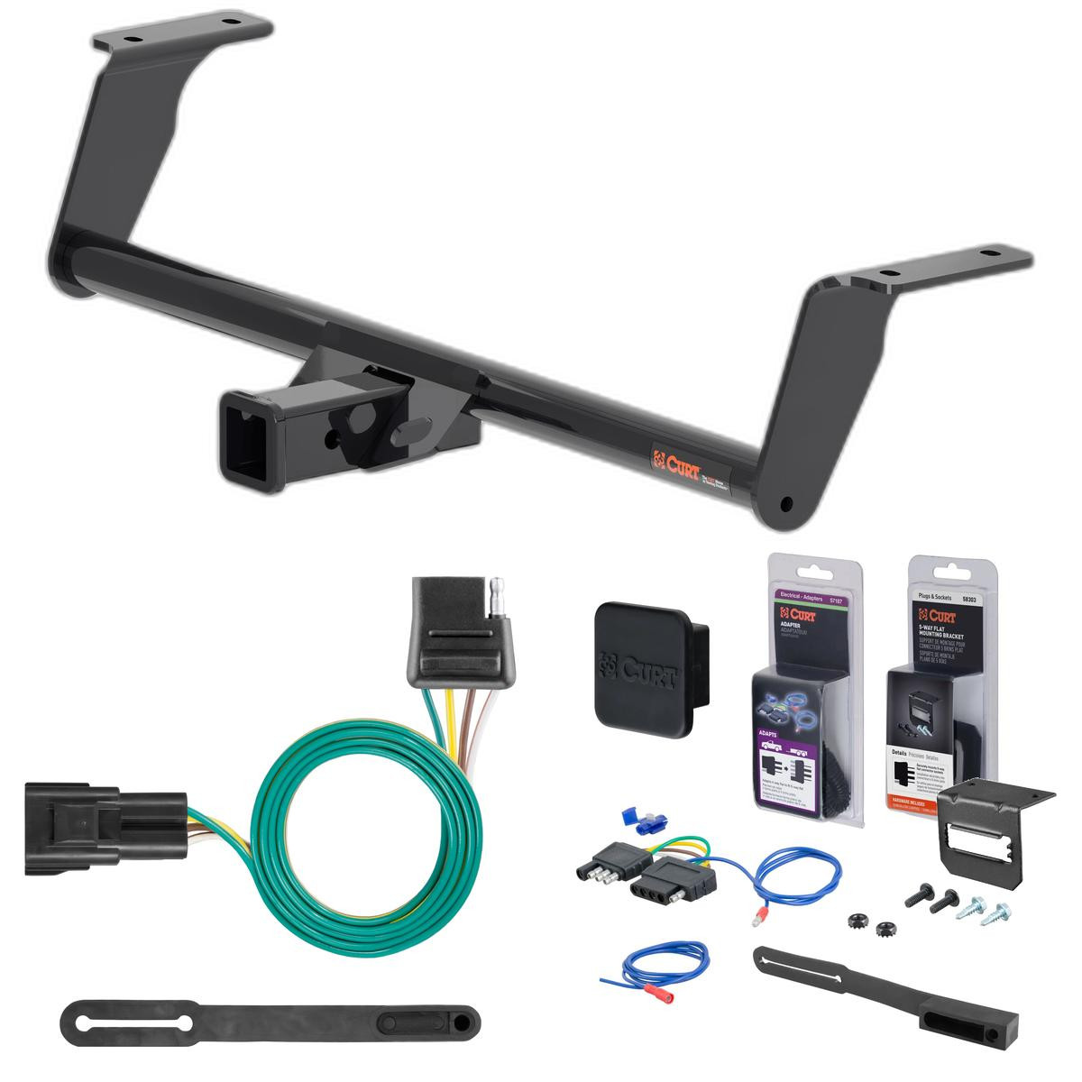 21 - 23 Buick Envision Curt 2" Class 3 Trailer Tow Hitch + 5-Flat Wiring Kit Tow Boat/Utility Trailer with Surge Brakes 13522
