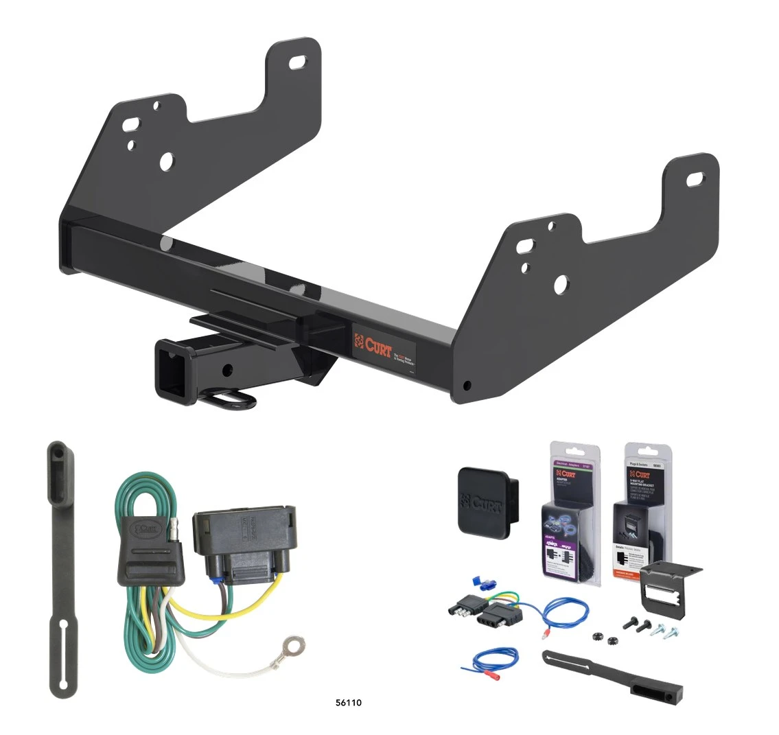 2015 - 2019 Ford F-150 Excluding factory receiver or Police Responder Curt 2" Class 3 Trailer Tow Hitch + 5-Flat Wiring Kit Tow Boat/Utility Trailer with Surge Brakes 13475