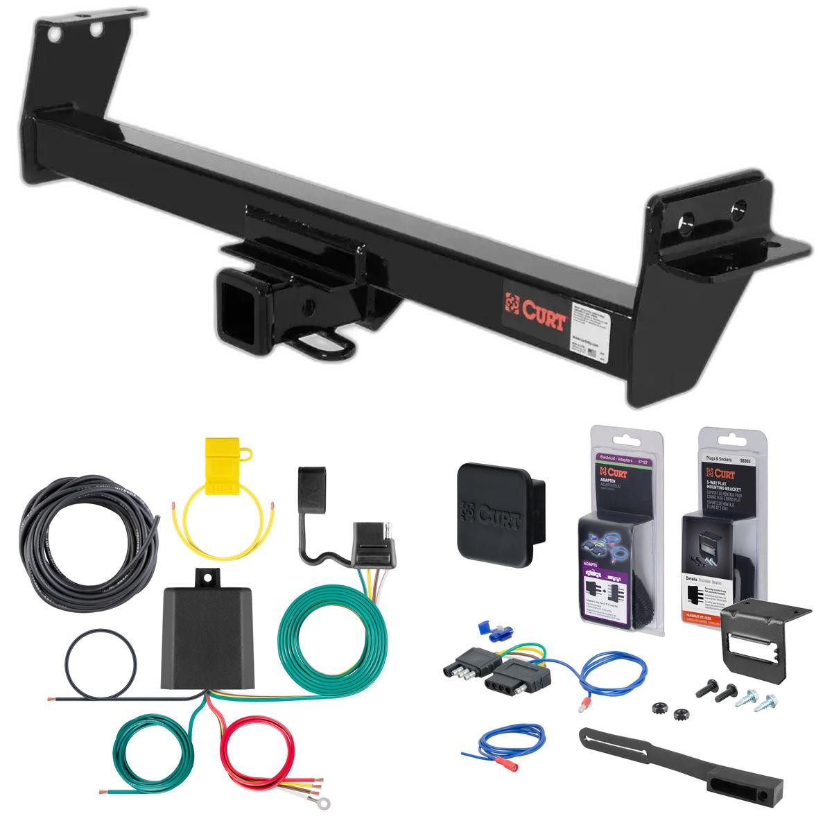 94 - 97 Honda Passport Curt 2" Class 3 Trailer Tow Hitch + 5-Flat Wiring Kit Tow Boat/Utility Trailer with Surge Brakes 13096