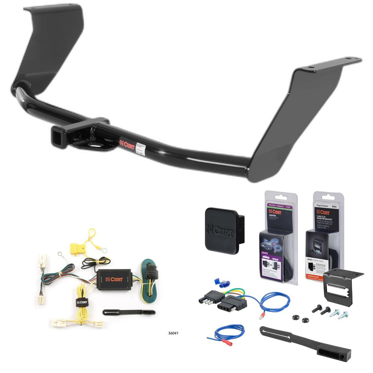 09 - 14 Hyundai Genesis Excluding 5.0 Curt 1-1/4" Class 2 Trailer Tow Hitch + 5-Flat Wiring Kit Tow Boat/Utility Trailer with Surge Brakes 12086